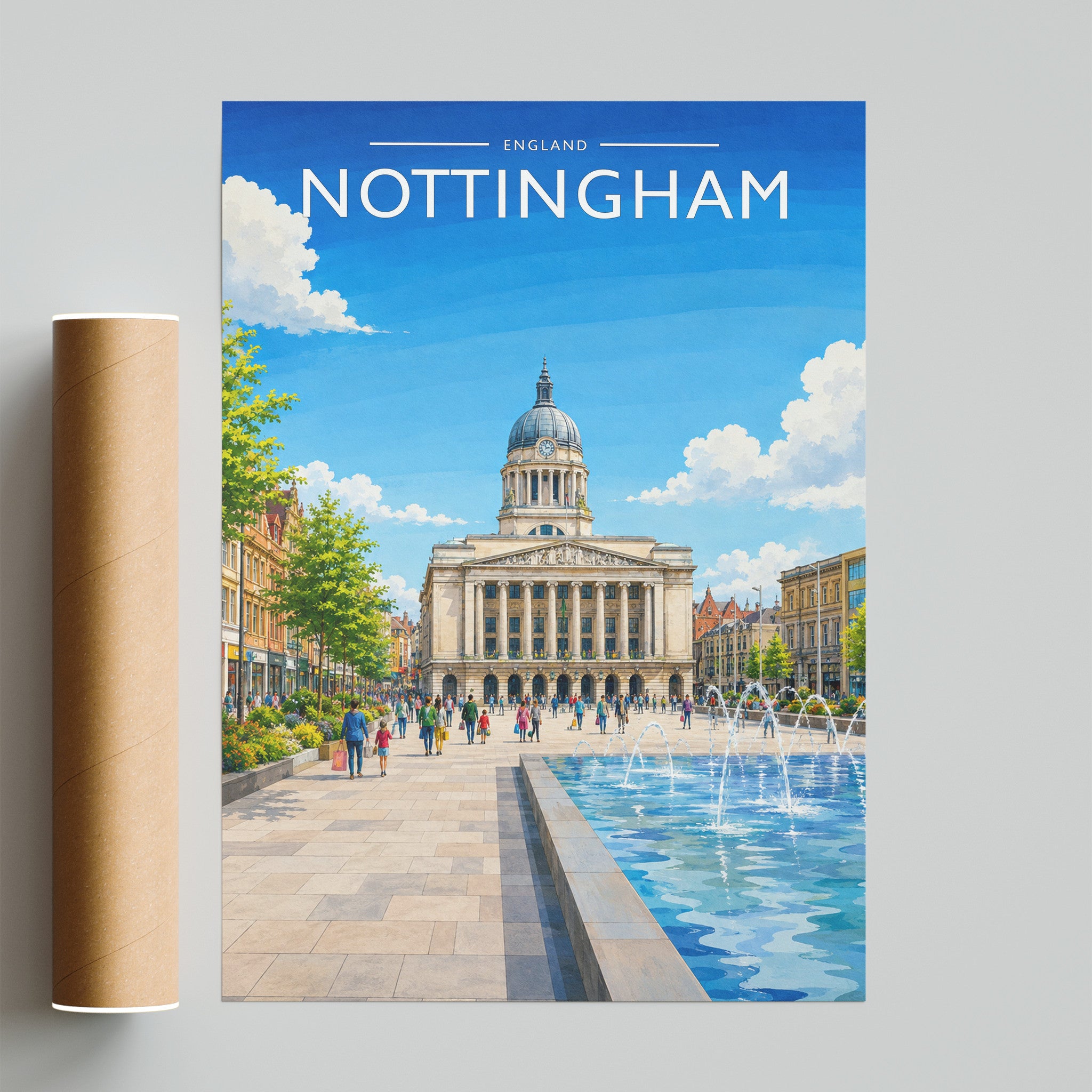 Nottingham #4 Travel Poster - fine art print with shipping tube