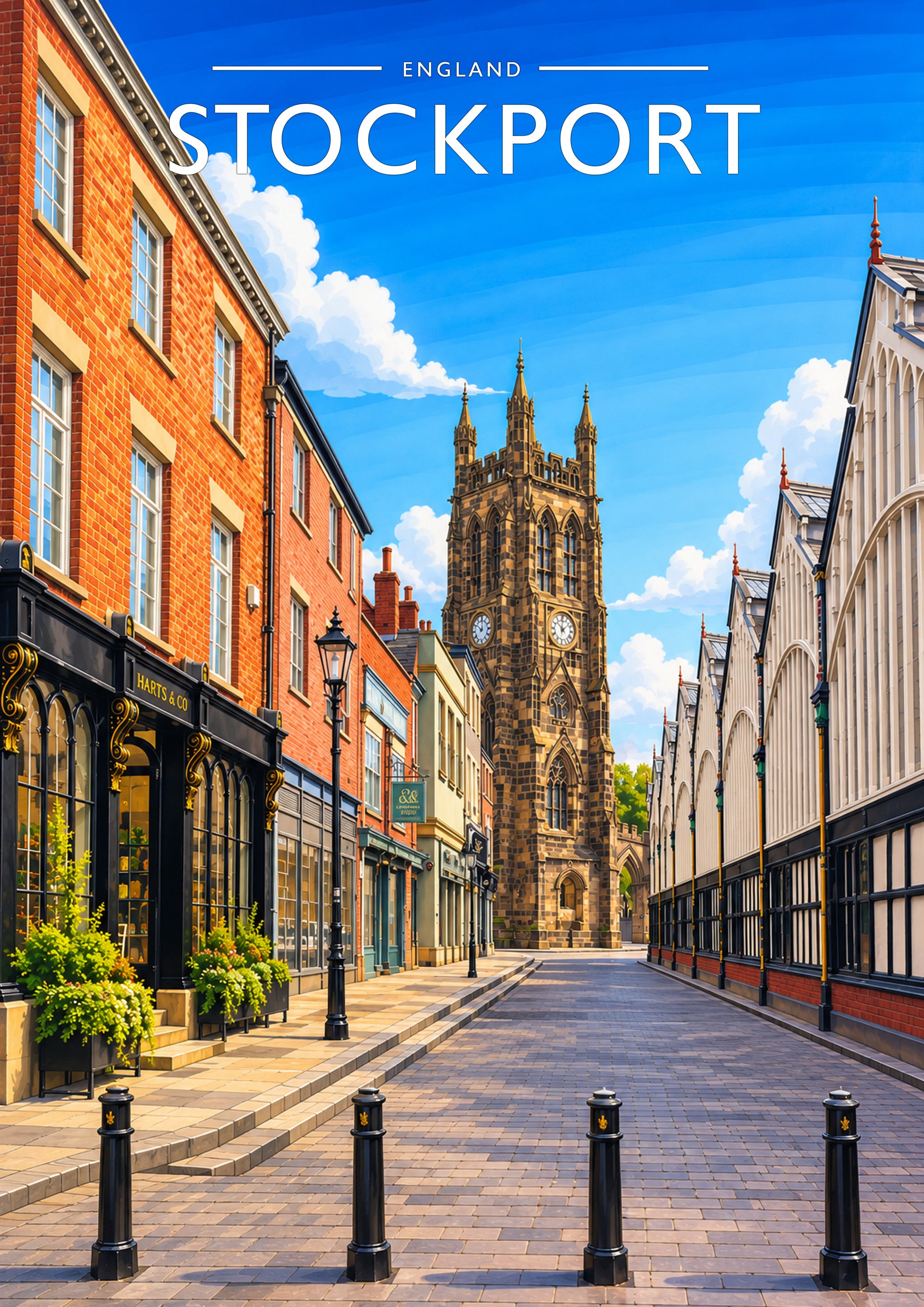 Stockport Travel Poster - A4 travel poster print