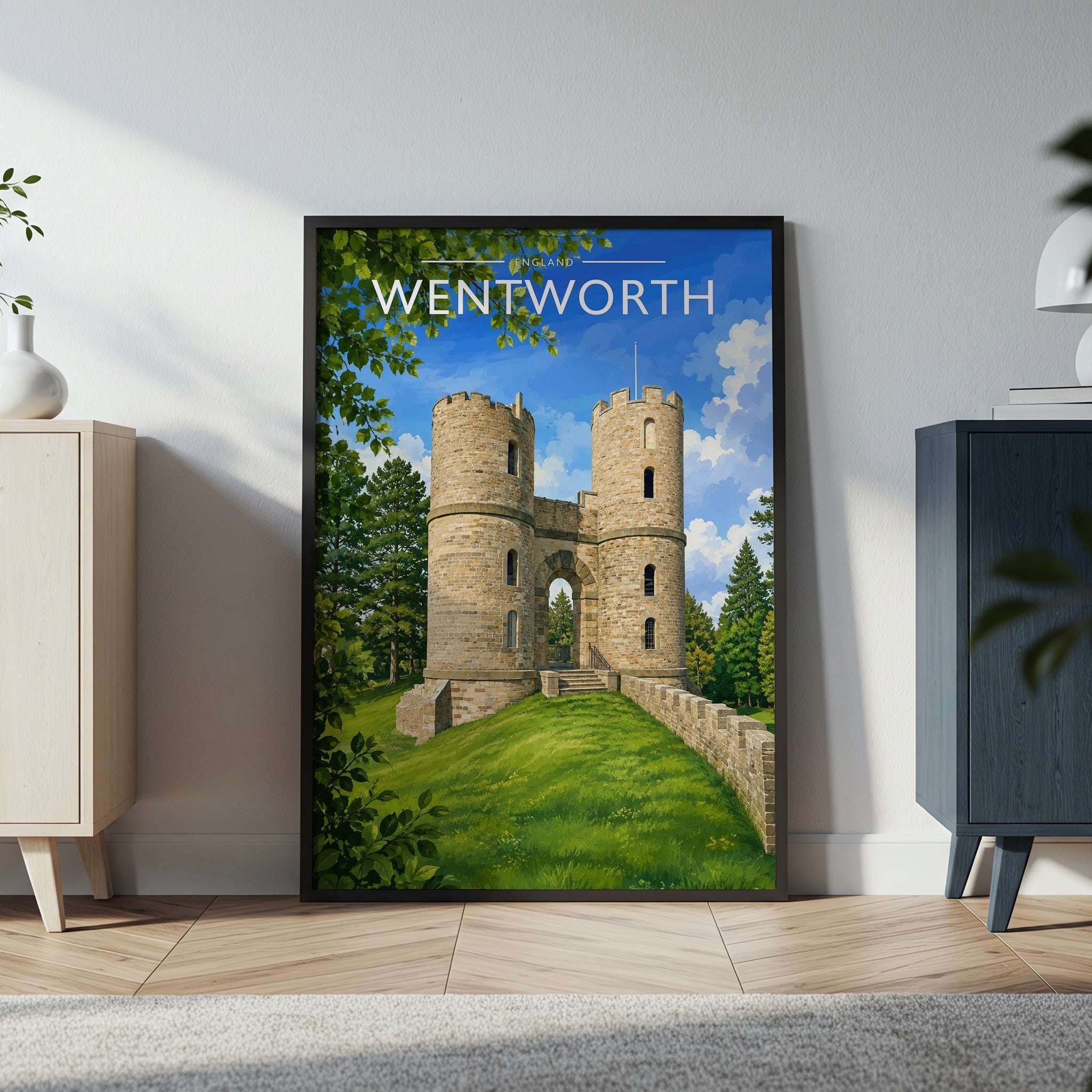 Wentworth Travel Poster in a black frame