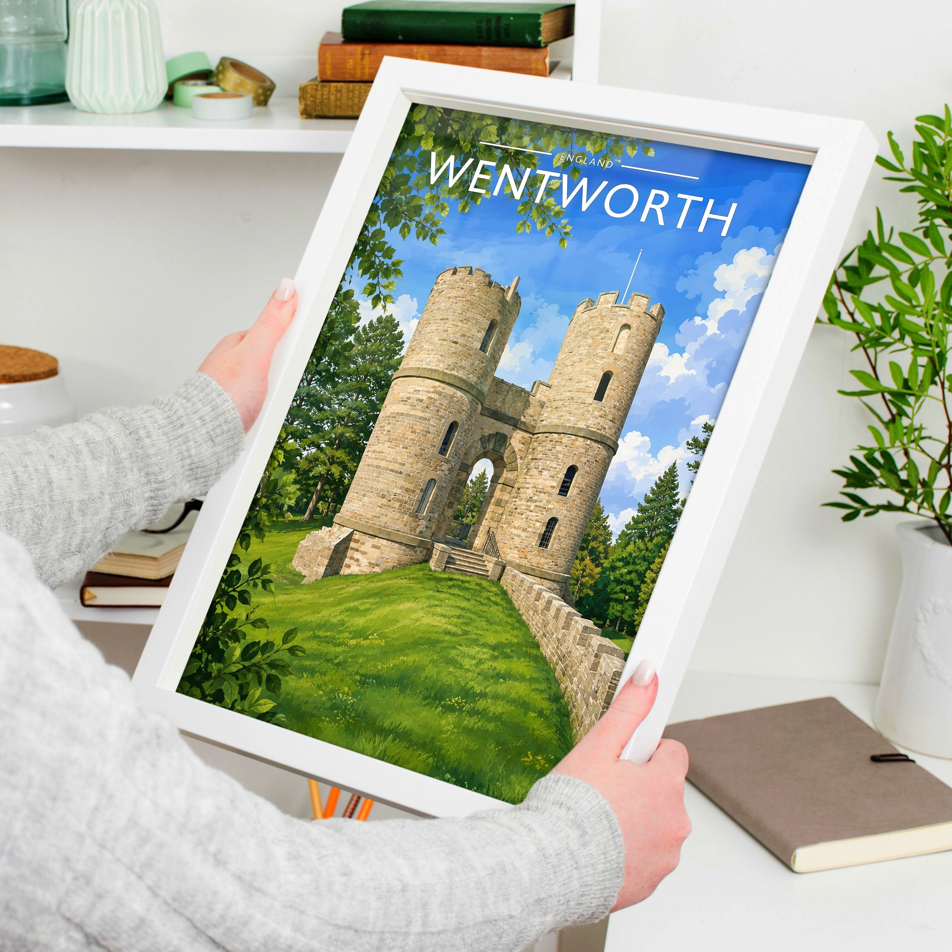 Wentworth Travel Poster held in a white frame