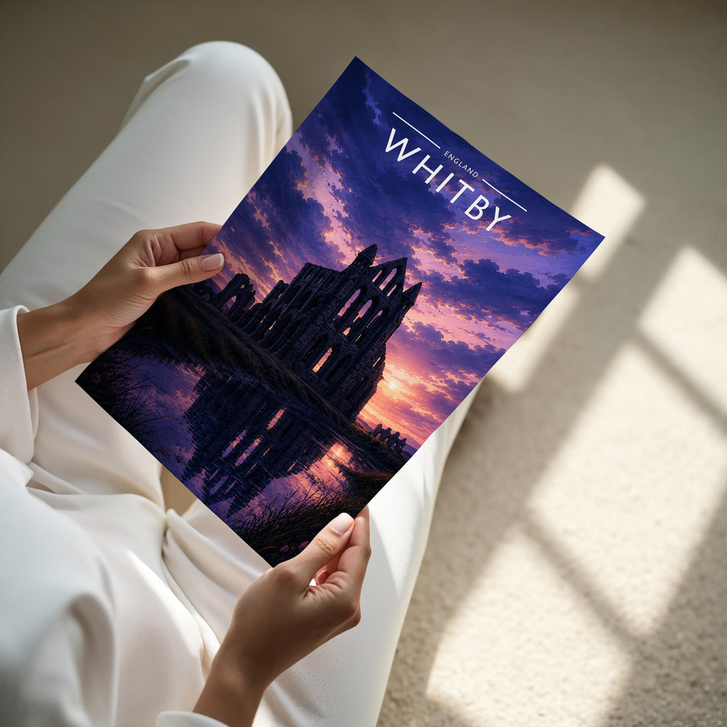 Whitby #4 Travel Poster - A4 print held in hand