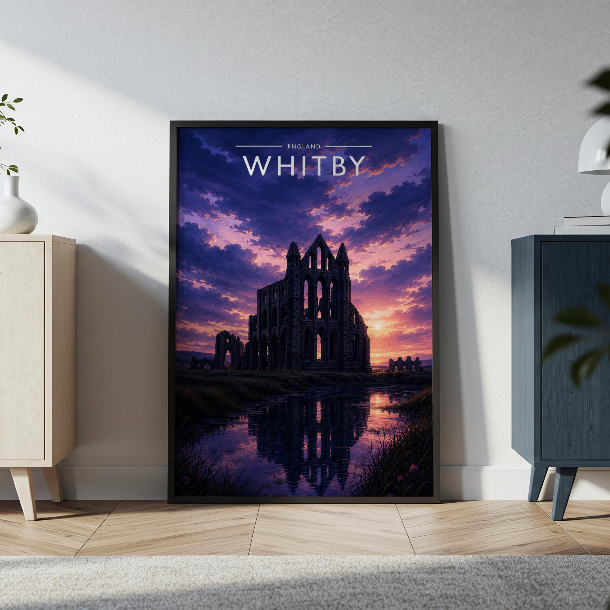 Whitby #4 Travel Poster in a black frame