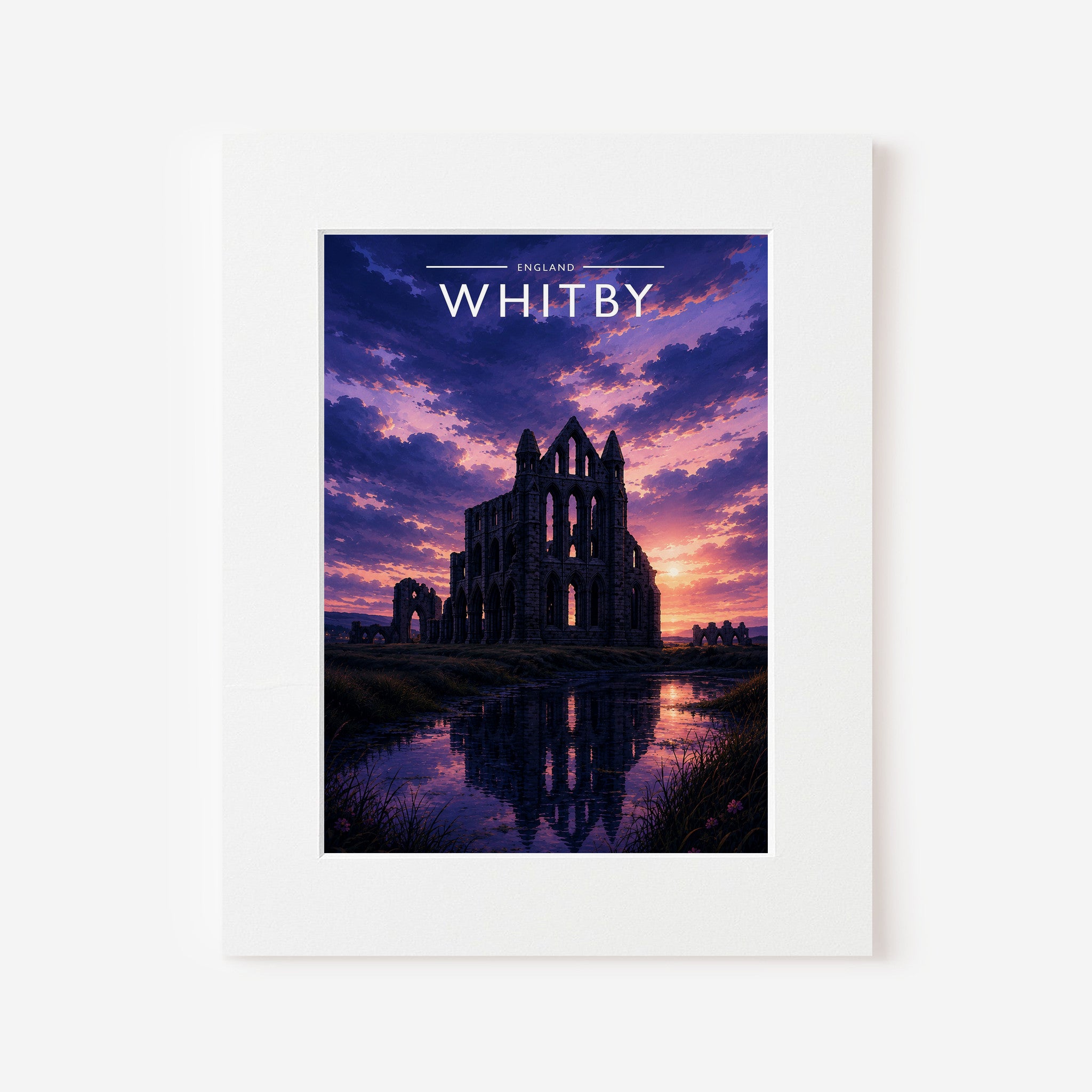 Whitby #4 Travel Poster in a white mount