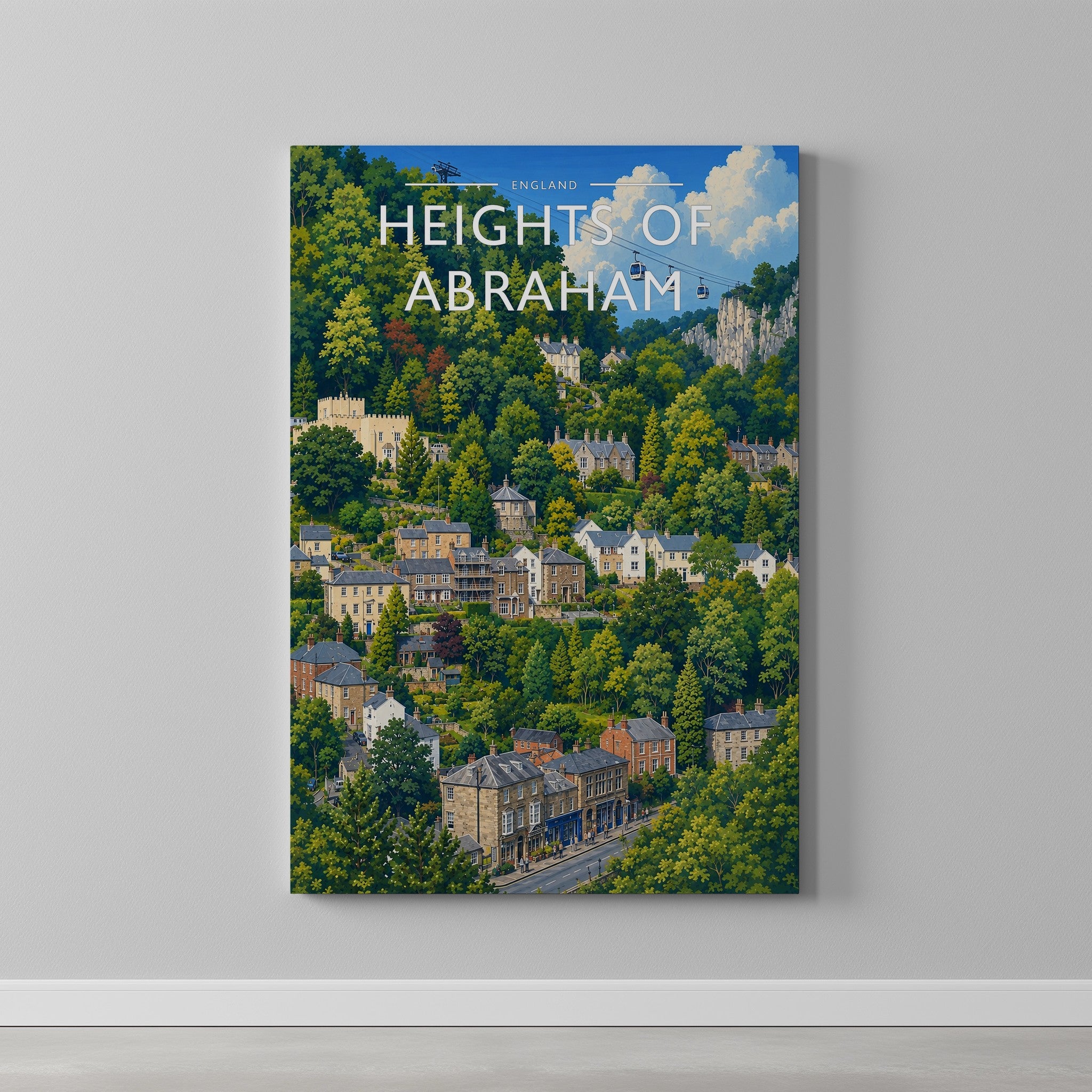 Heights of Abraham Travel Poster as a gallery-wrapped canvas on a plain wall