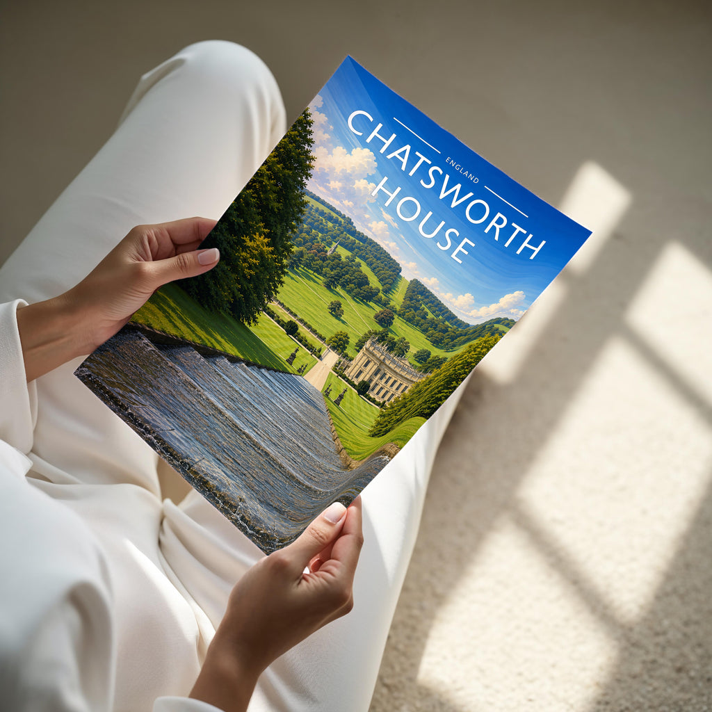 Chatsworth House #4 Travel Poster - A4 print held in hand