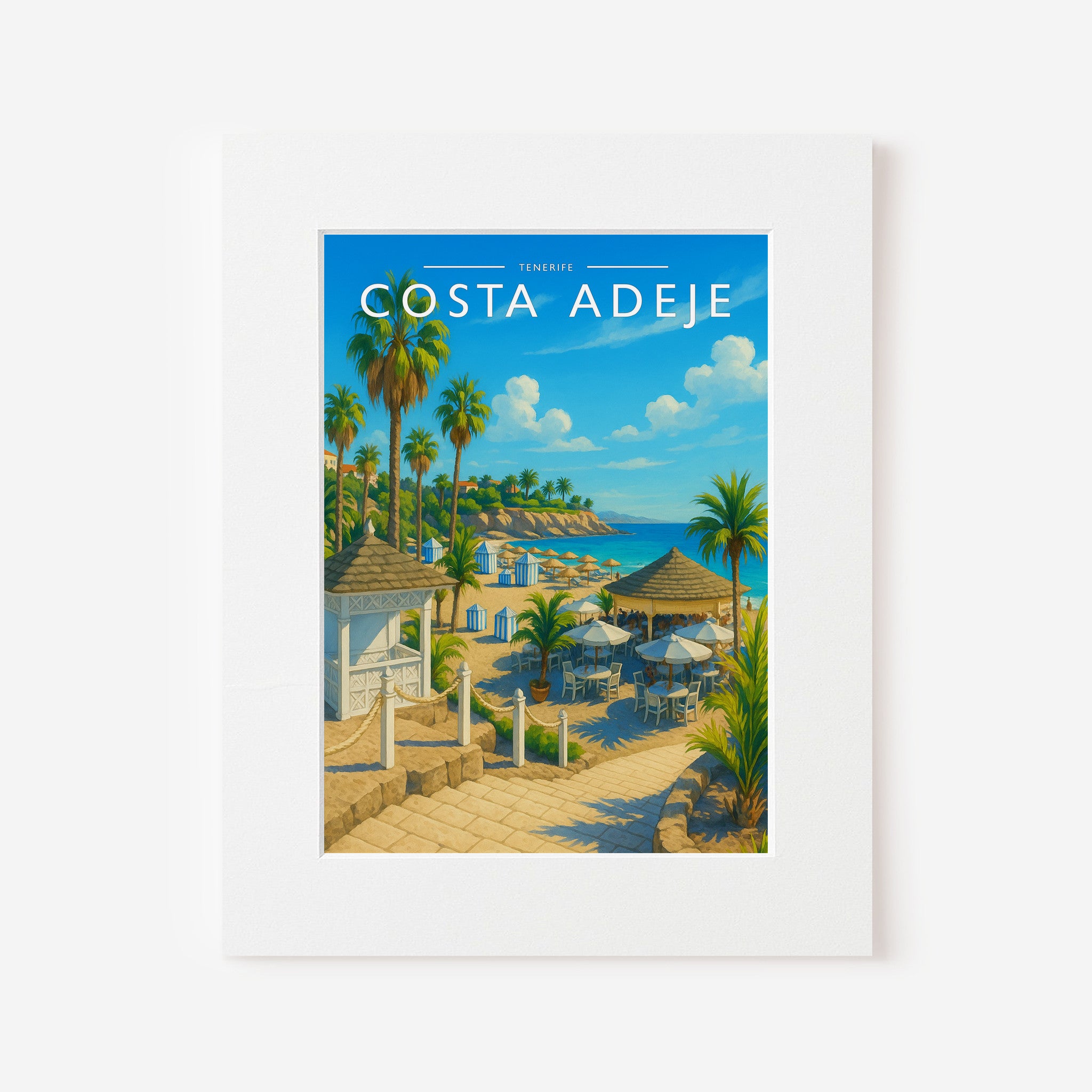 Costa Adeje Travel Poster in a white mount