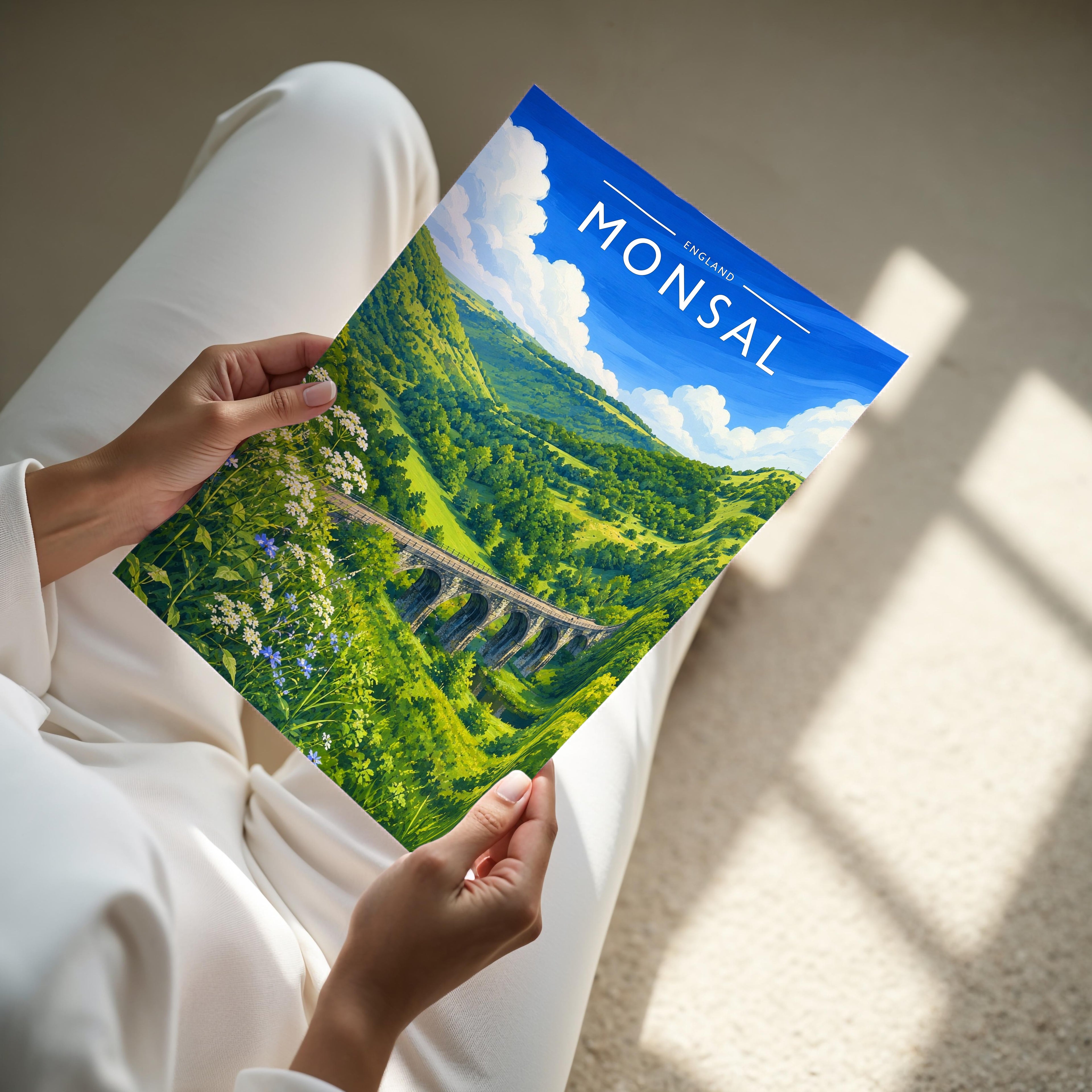 Monsal Travel Poster - A4 print held in hand