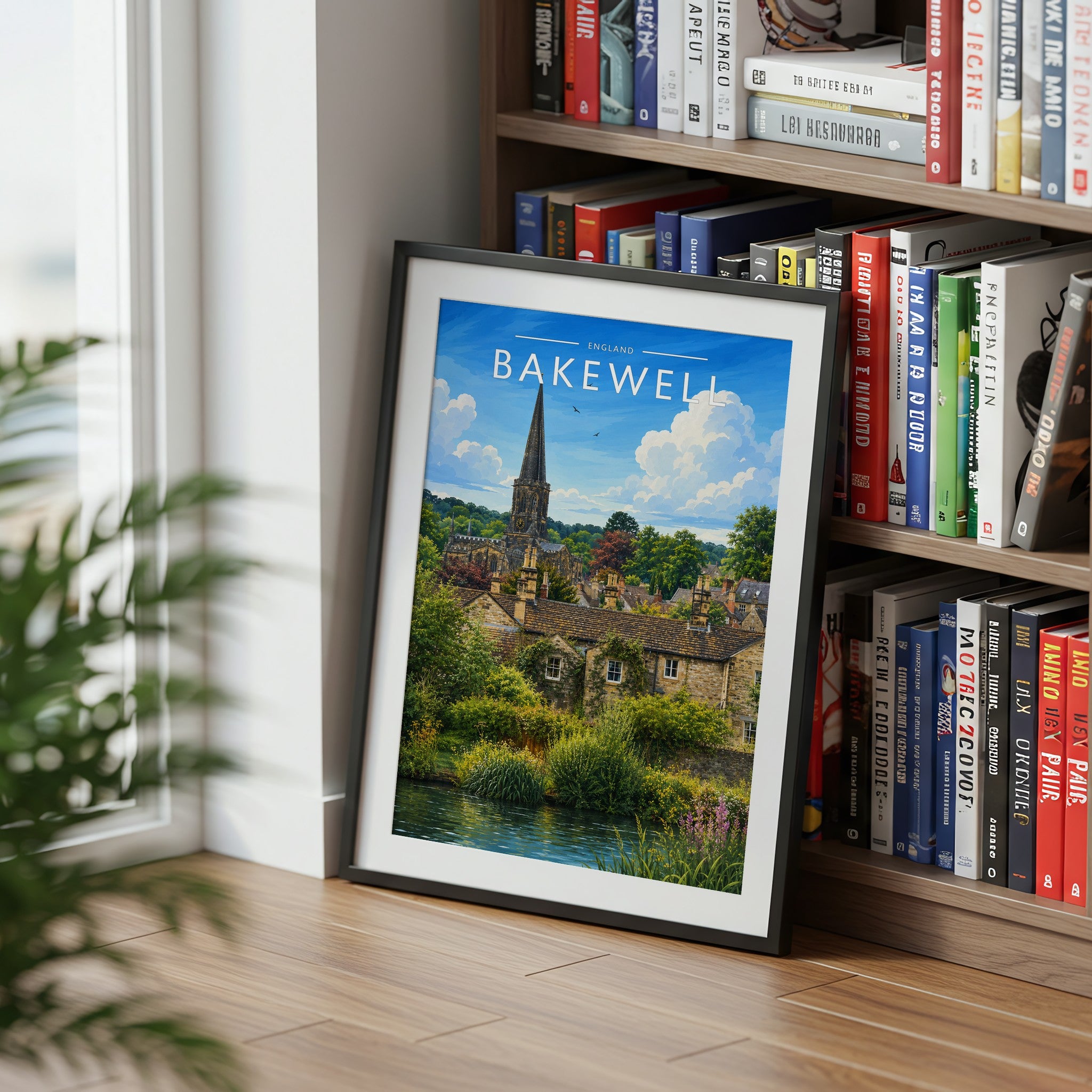 Bakewell Travel Poster mounted in a black frame