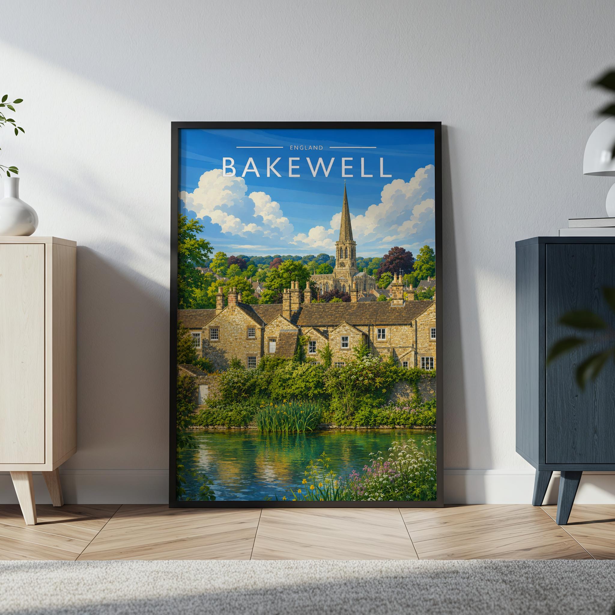 Bakewell #2 Travel Poster in a black frame