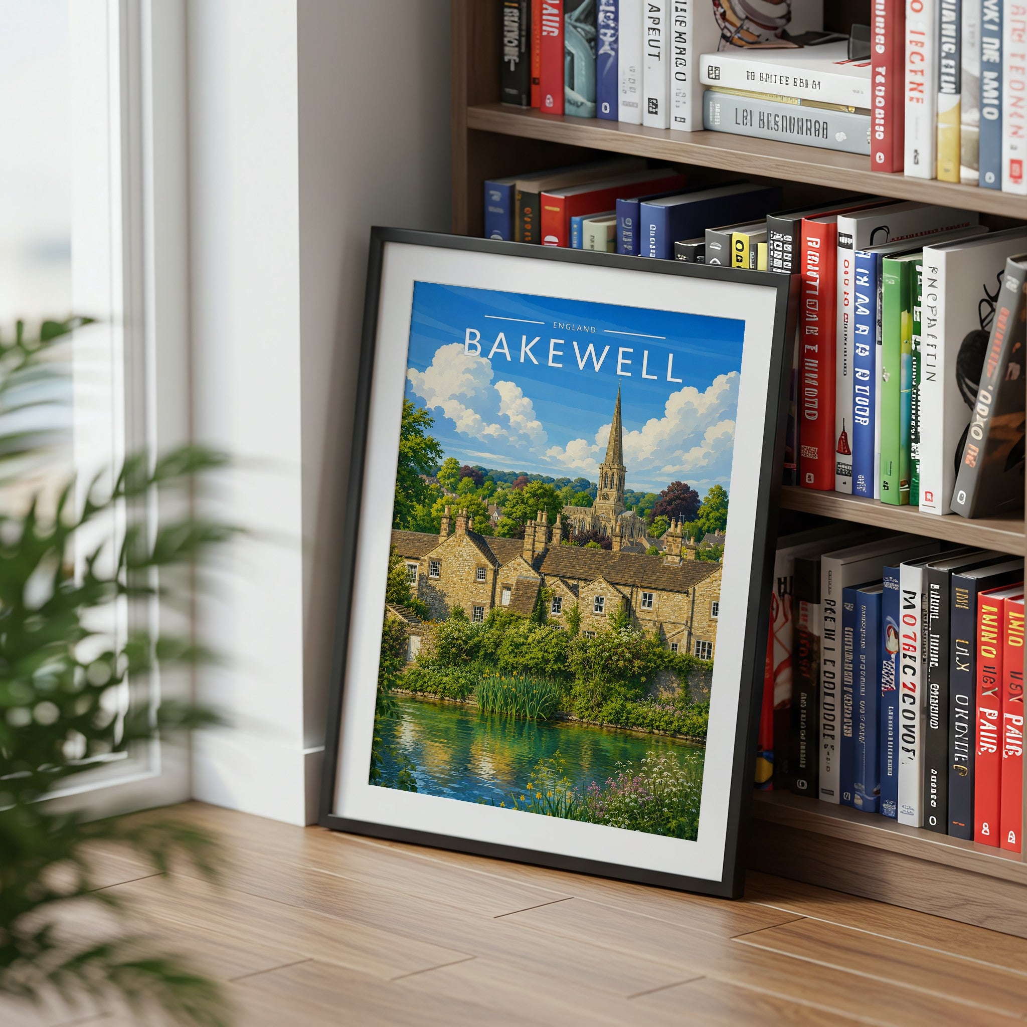 Bakewell #2 Travel Poster mounted in a black frame