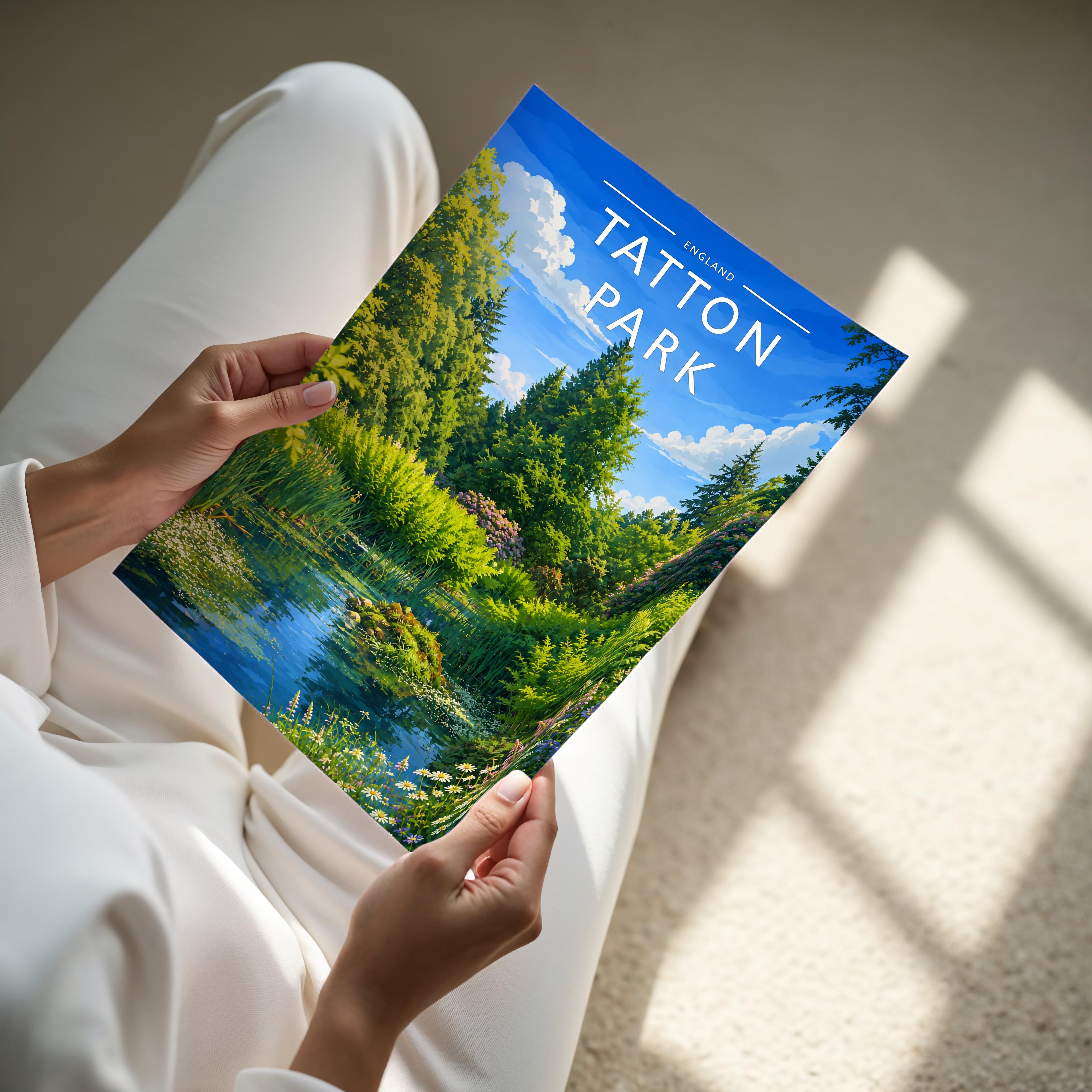 Tatton Park Travel Poster - A4 print held in hand