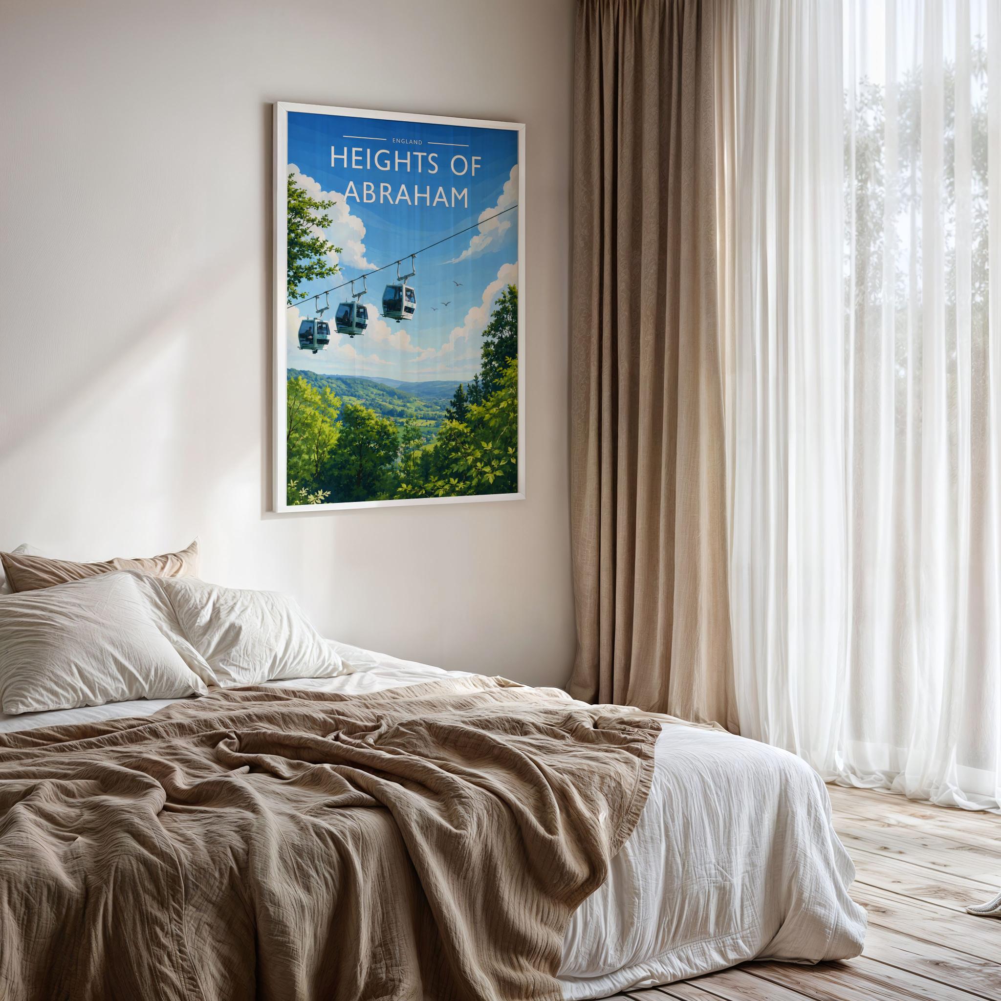 Heights of Abraham #2 Travel Poster framed on a bedroom wall