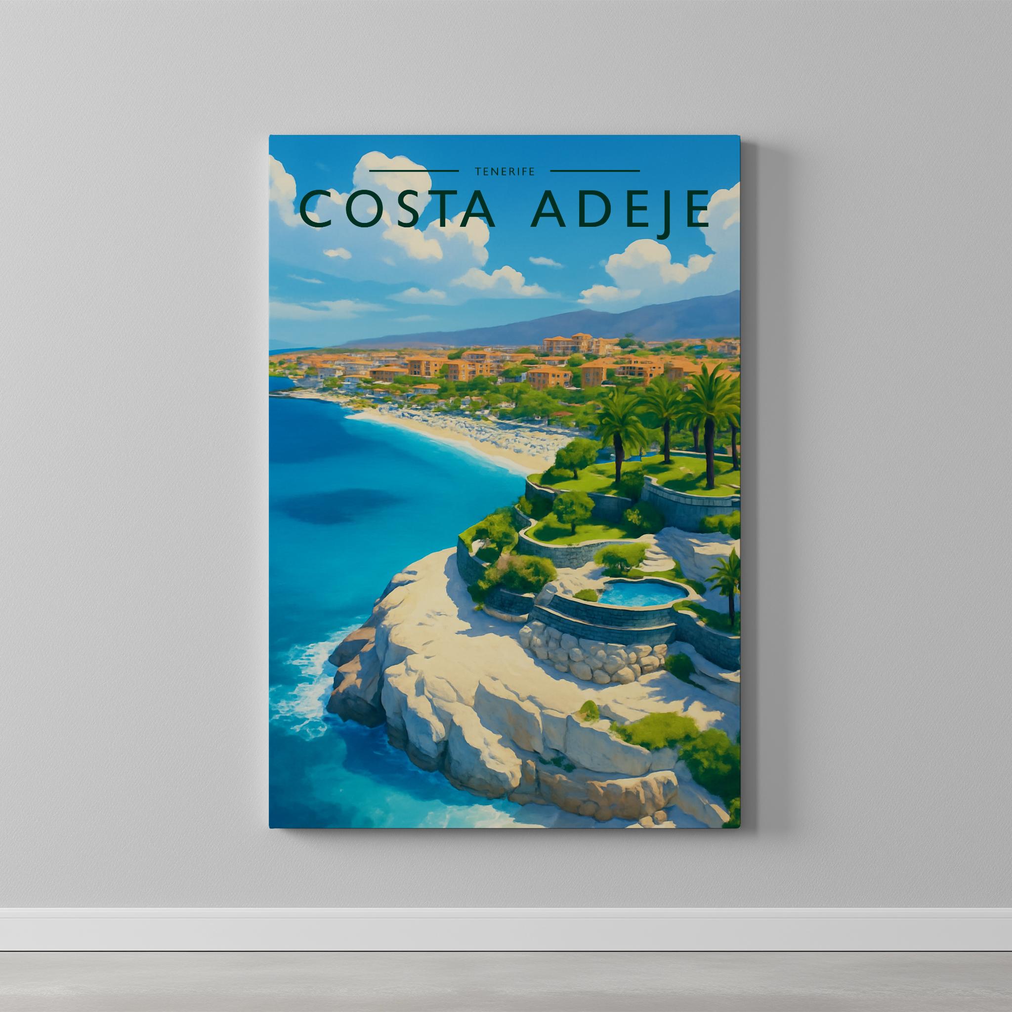 Costa Adeje #2 Travel Poster as a gallery-wrapped canvas on a plain wall