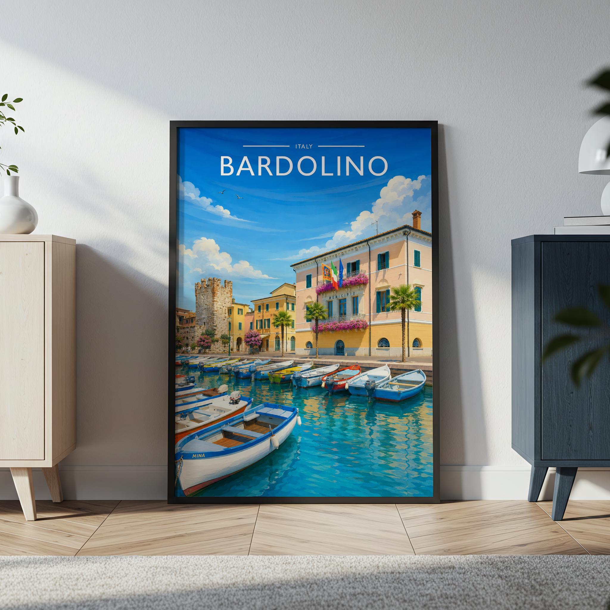 Bardolino Travel Poster in a black frame