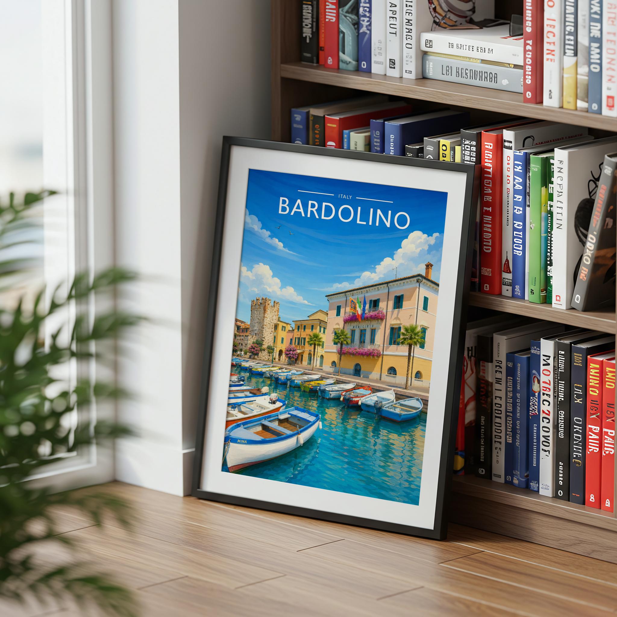 Bardolino Travel Poster mounted in a black frame