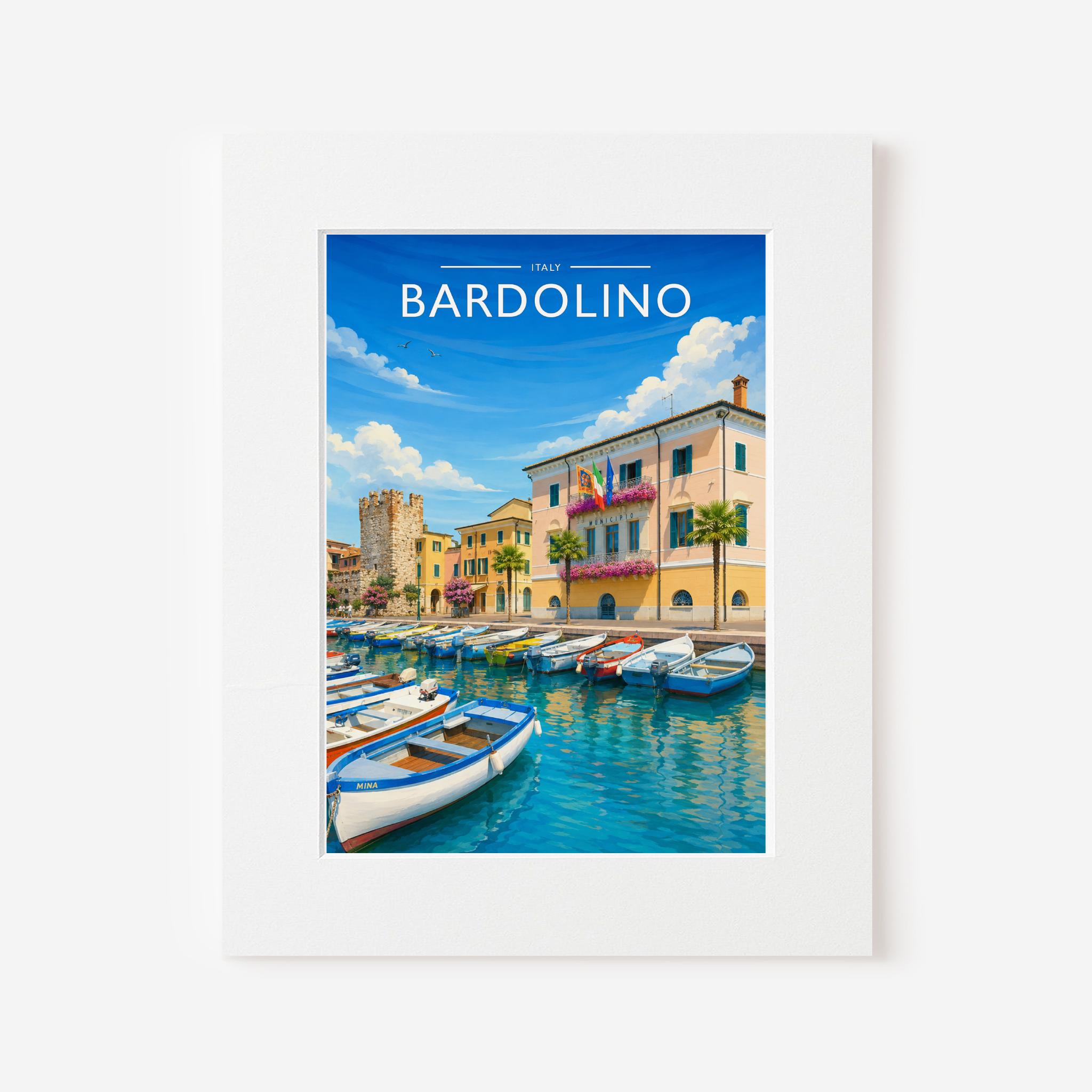 Bardolino Travel Poster in a white mount board
