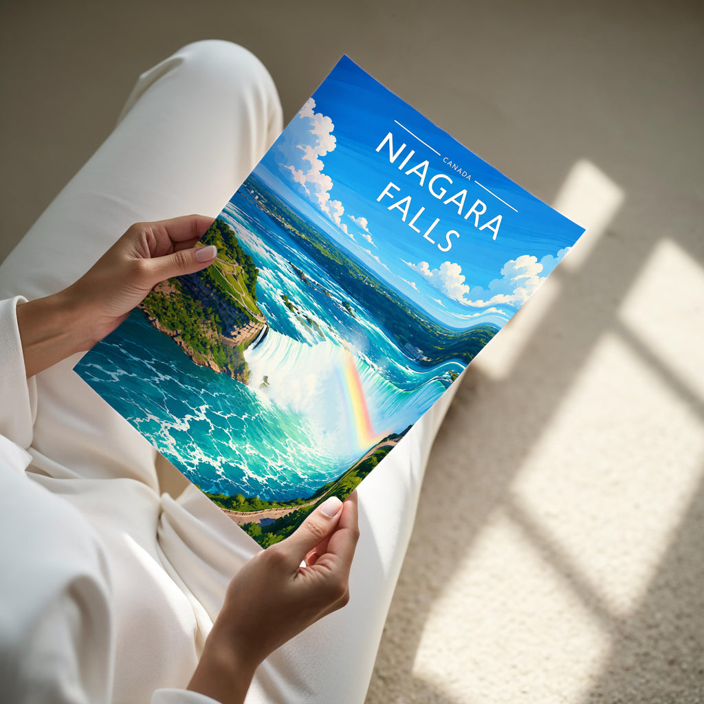 Niagara Falls #2 Travel Poster - A4 print held in hand