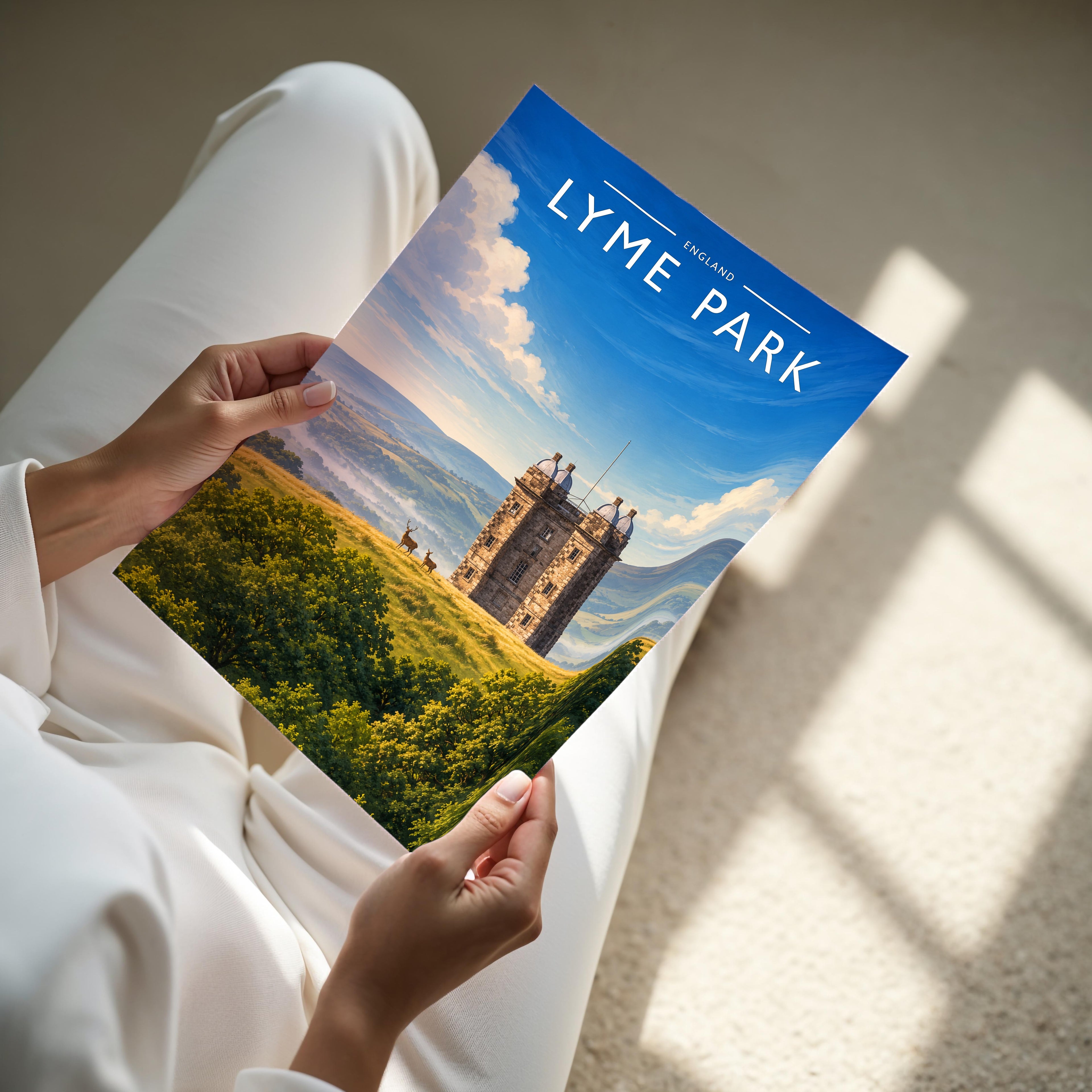 Lyme Park #2 Travel Poster - A4 print held in hand
