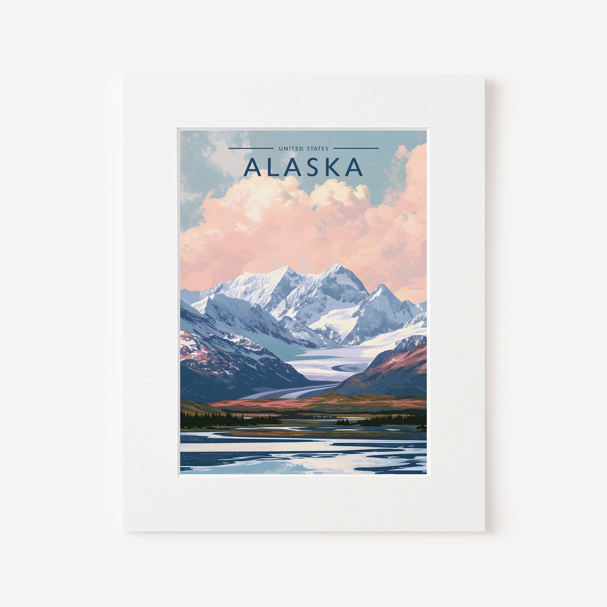 Alaska Travel Poster in a white mount