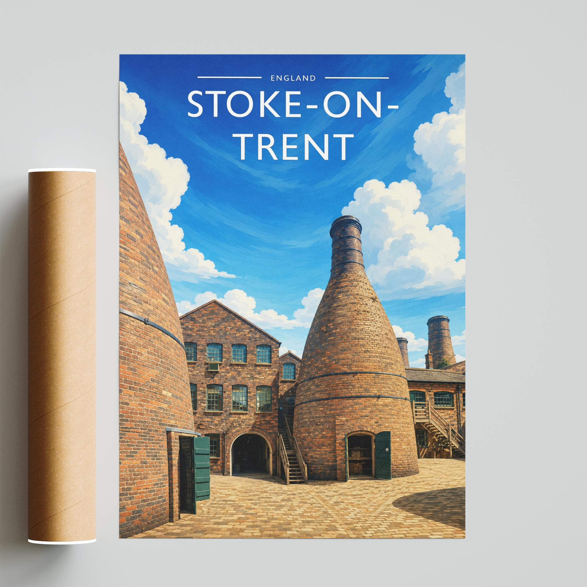 Stoke-on-Trent Travel Poster - fine art print with shipping tube