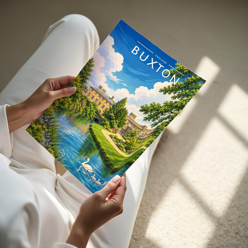 Buxton #2 Travel Poster - A4 print held in hand
