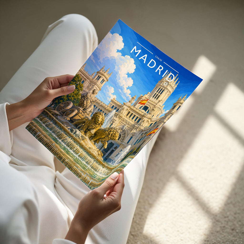 Madrid #4 Travel Poster - A4 print held in hand