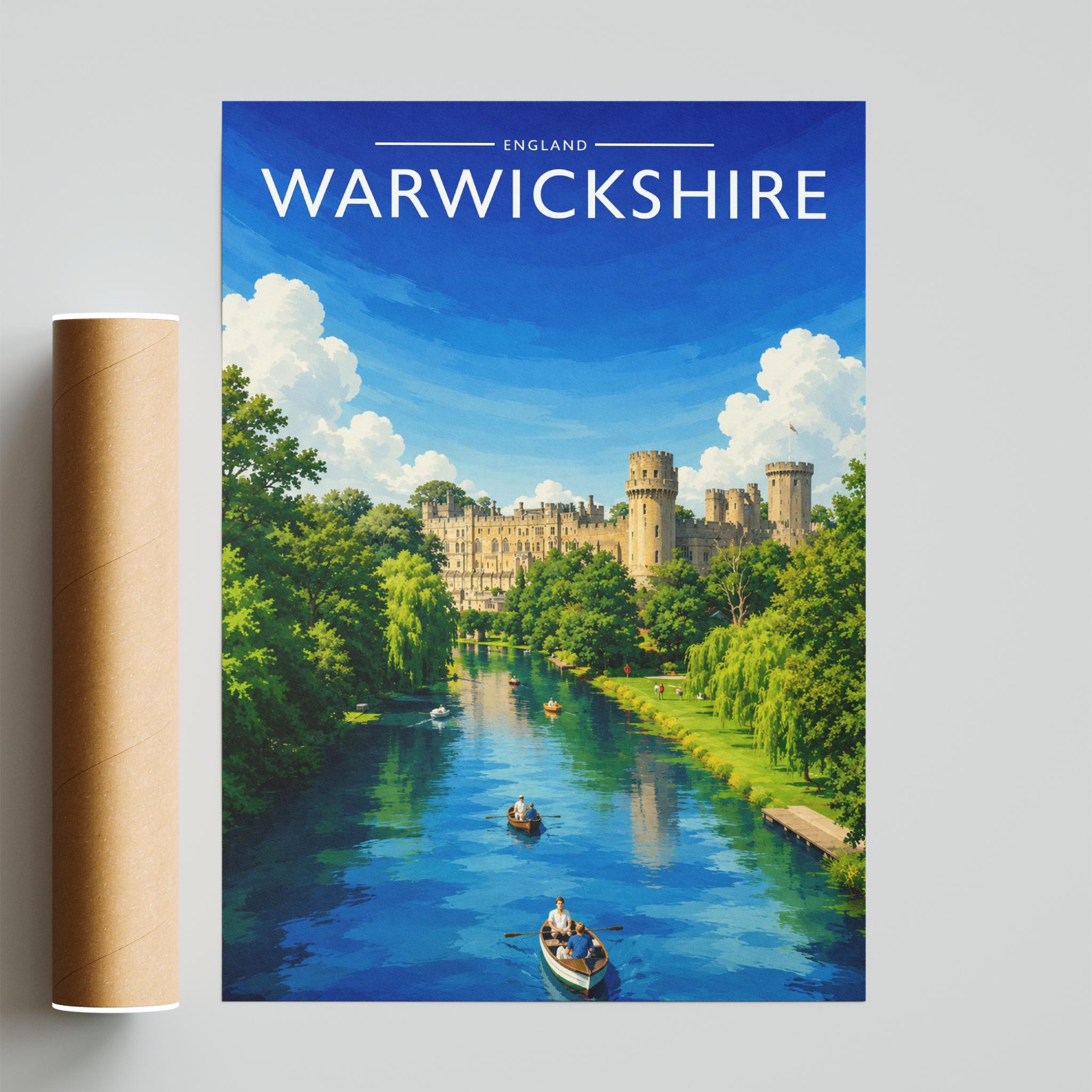 Warwickshire Travel Poster - fine art print with shipping tube
