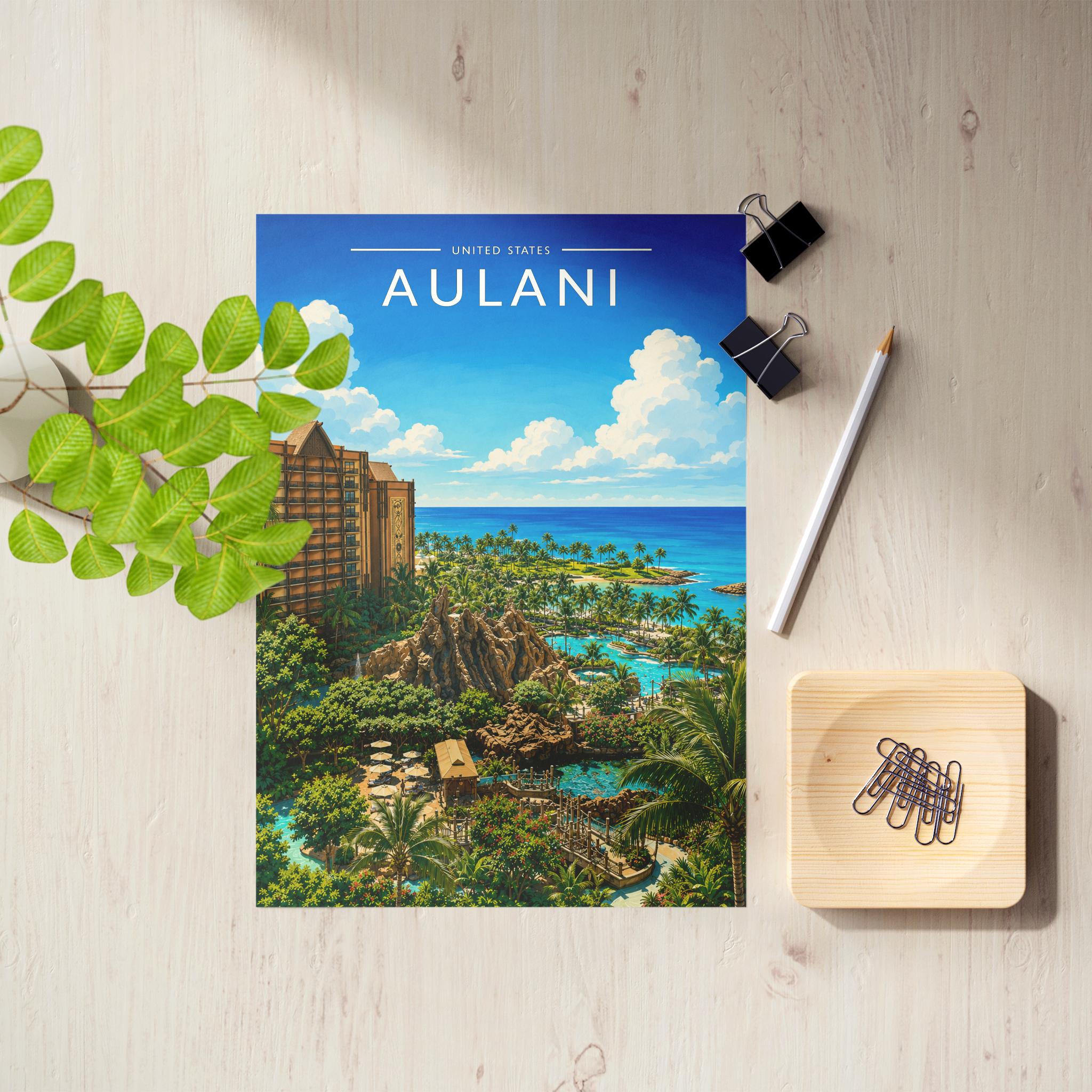 Aulani Travel Poster as an unframed A4 print