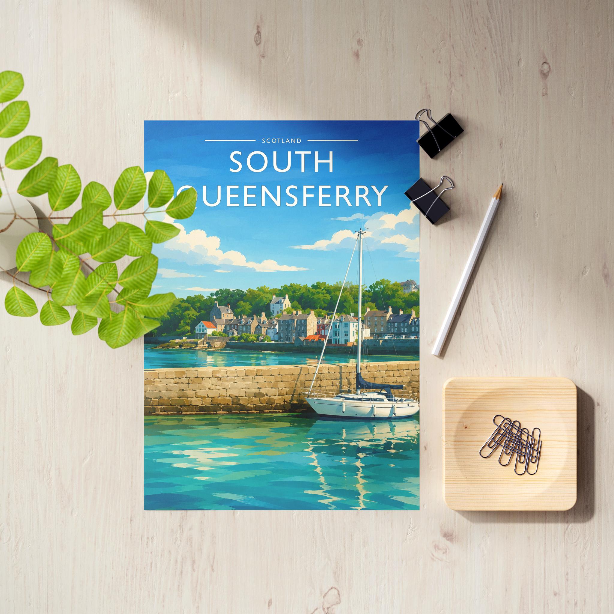 South Queensferry Travel Poster as an unframed A4 print