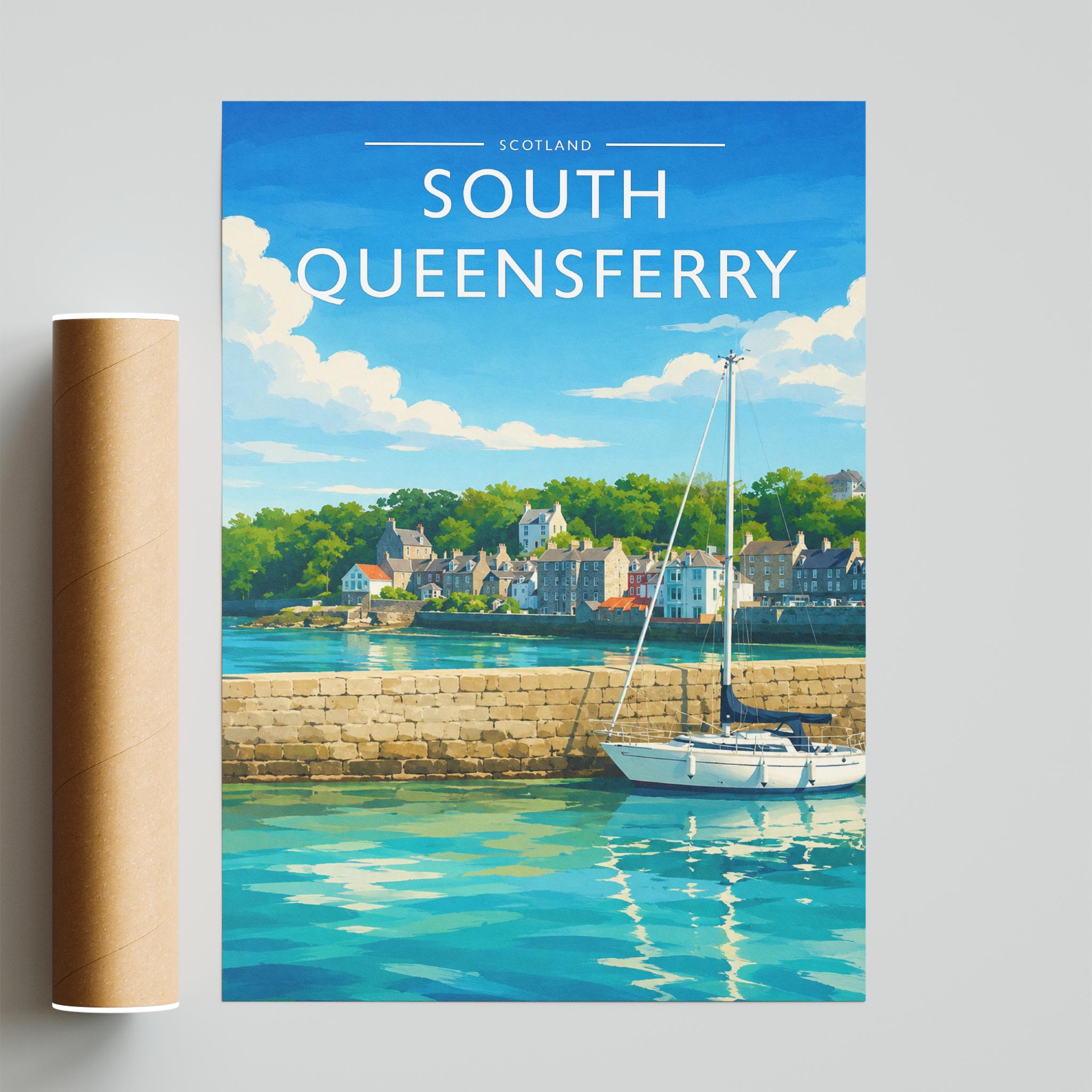 South Queensferry Travel Poster - fine art print with shipping tube