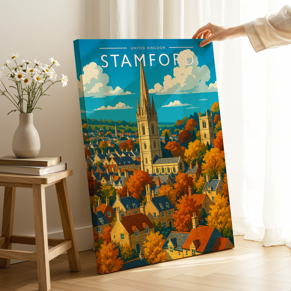Stamford #4 Travel Poster as a gallery-wrapped canvas
