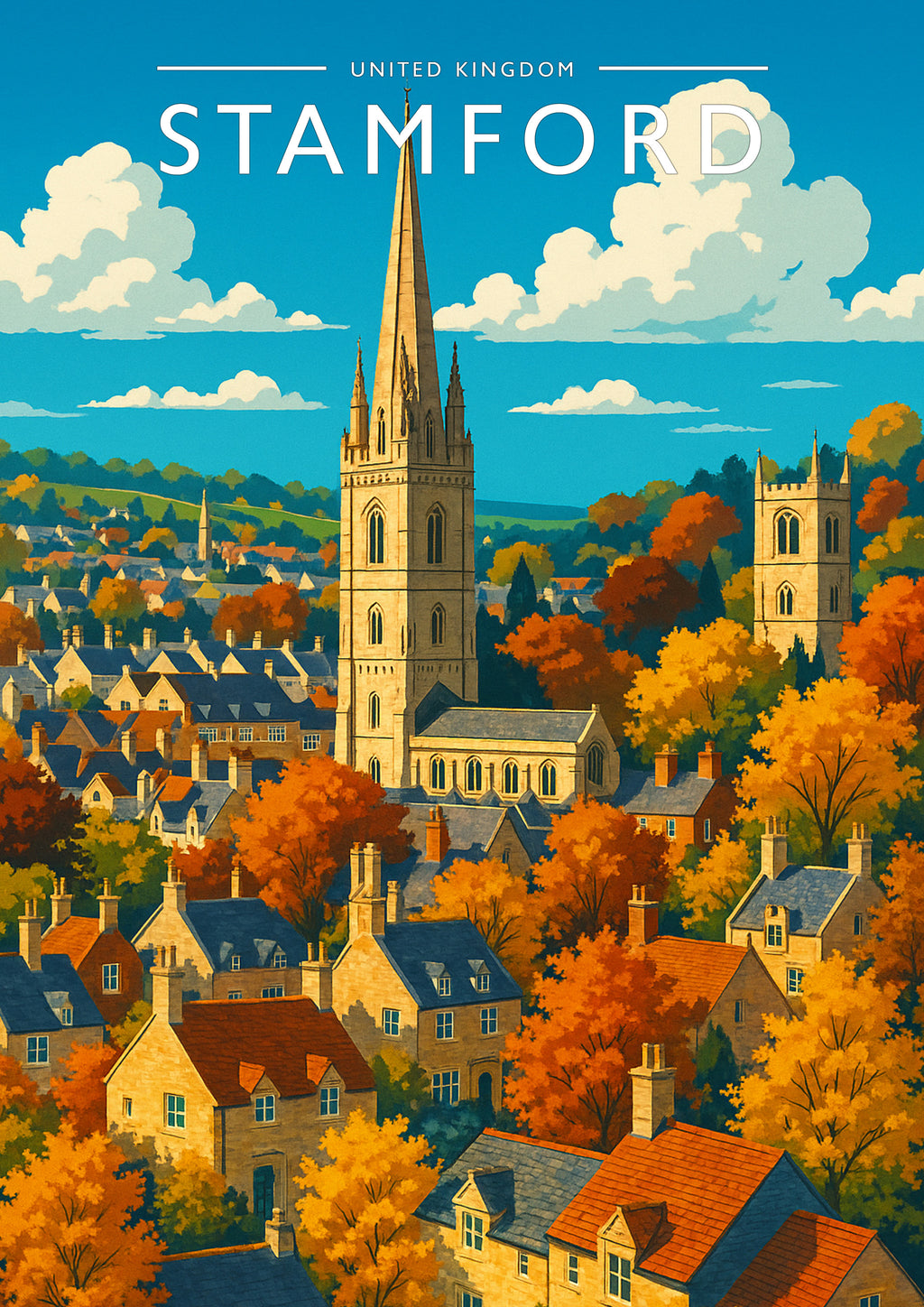 Stamford #4 Travel Poster - A4 travel poster print