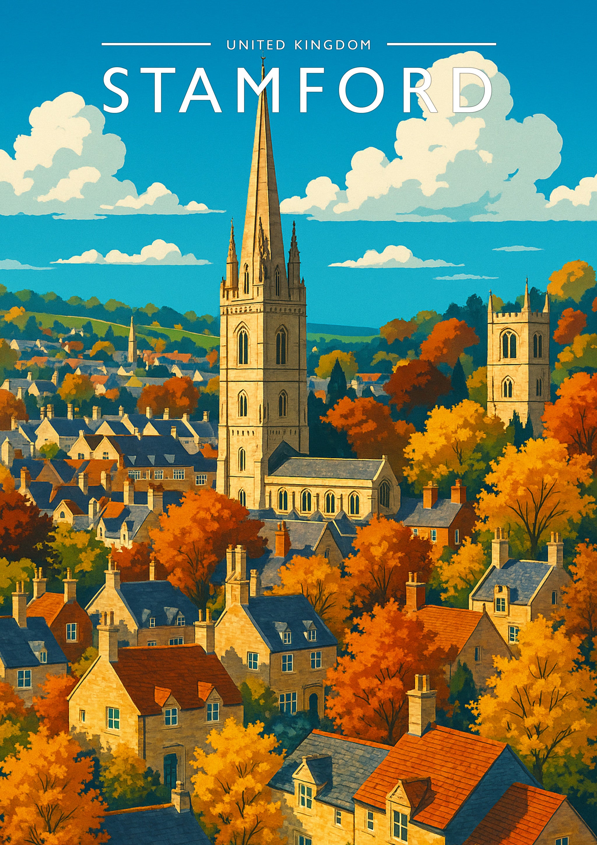 Stamford #4 Travel Poster - A4 travel poster print