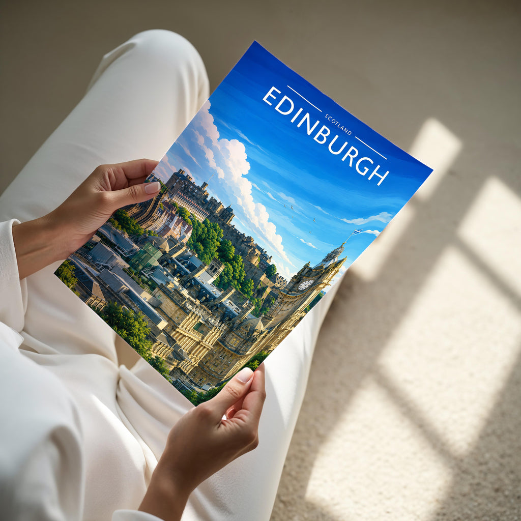 Edinburgh #5 Travel Poster - A4 print held in hand