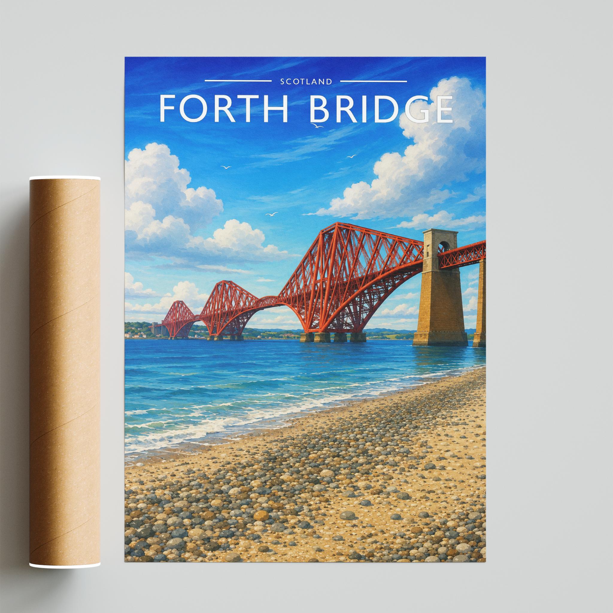 Forth Bridge Travel Poster - fine art print with shipping tube