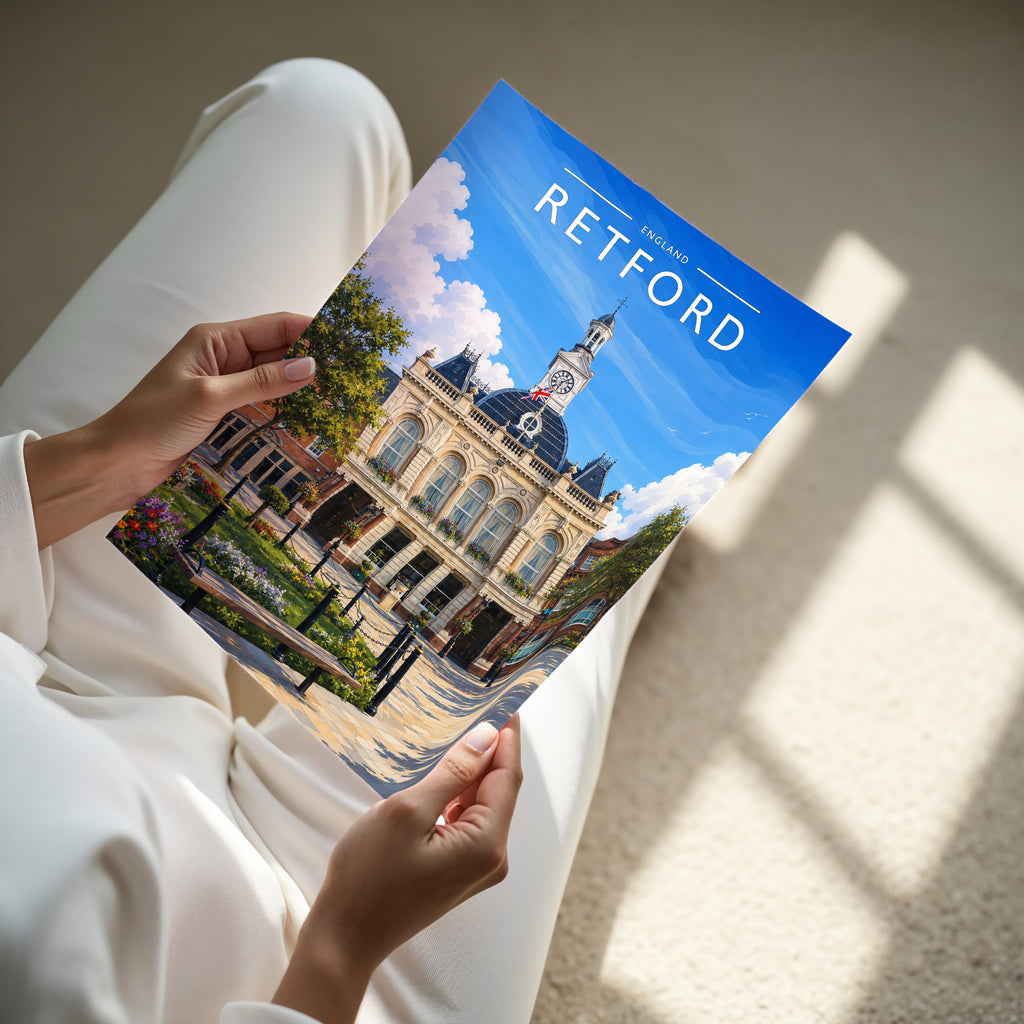 Retford #2 Travel Poster - A4 print held in hand