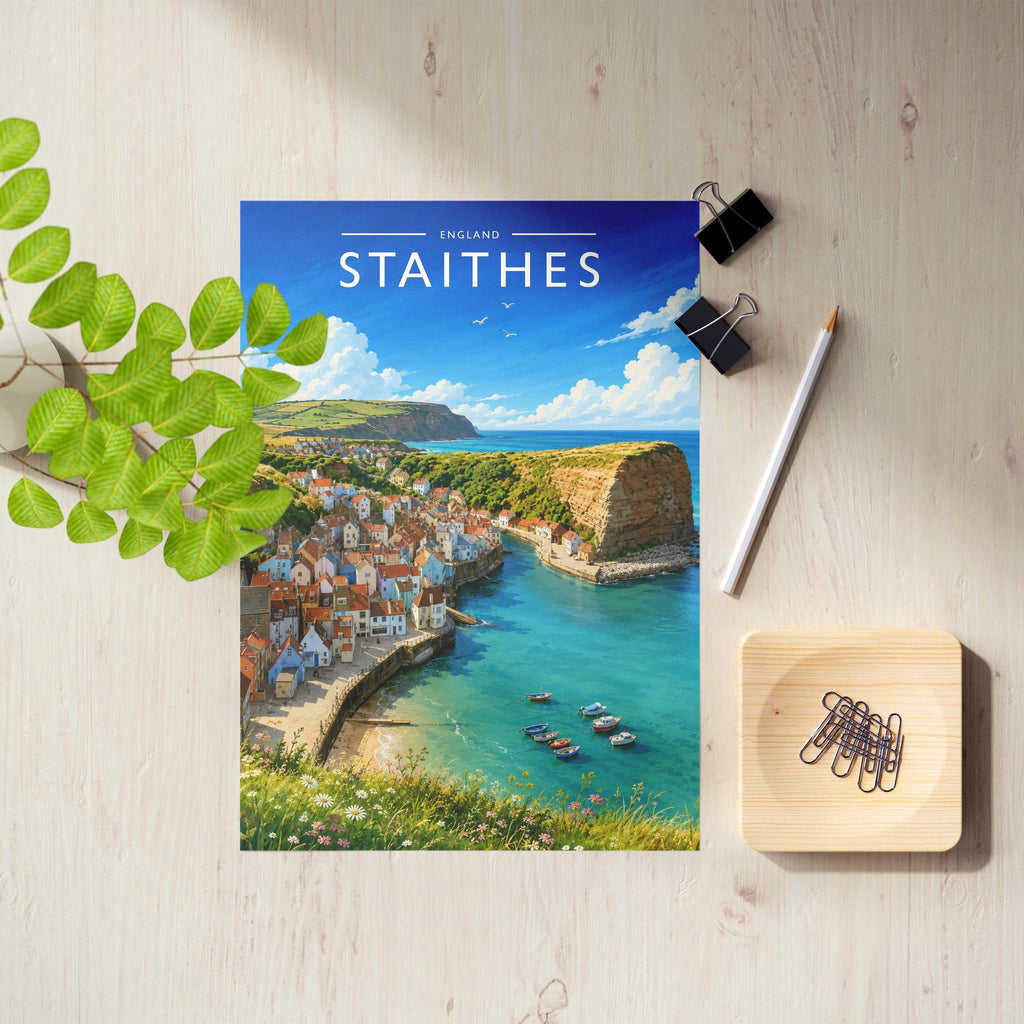 Staithes #2 Travel Poster as an unframed A4 print