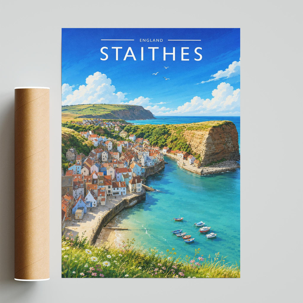 Staithes #2 Travel Poster - fine art print with shipping tube