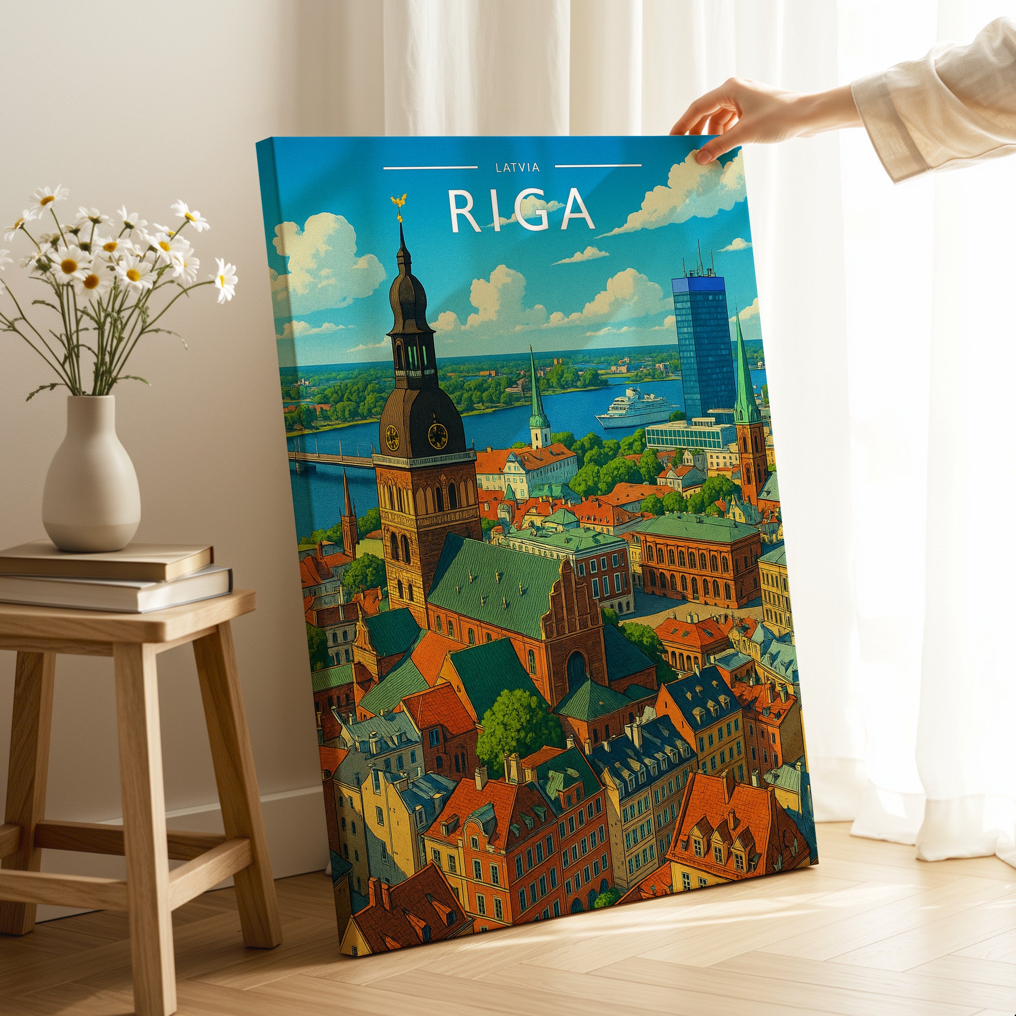 Riga Travel Poster as a gallery-wrapped canvas