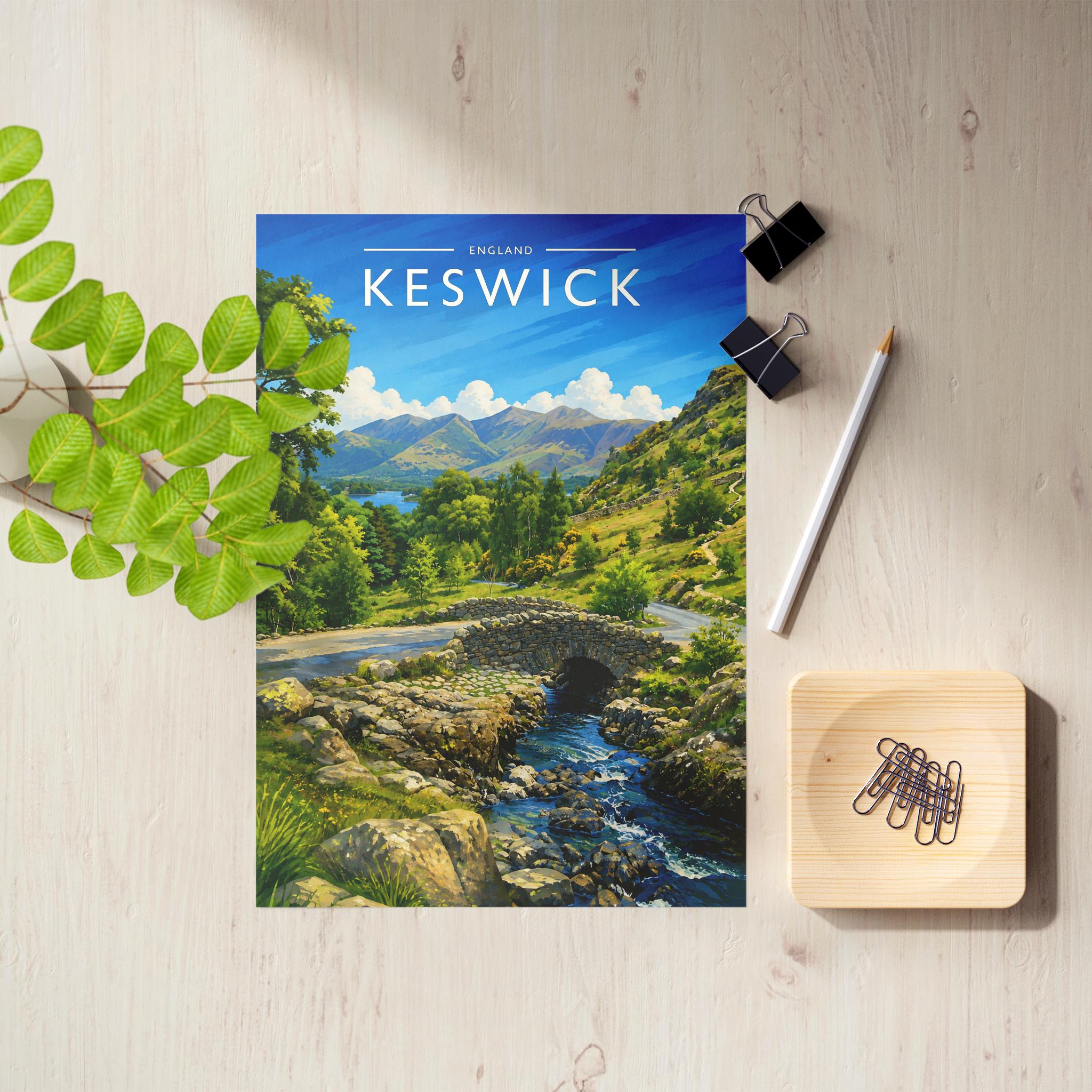 Keswick #4 Travel Poster as an unframed A4 print