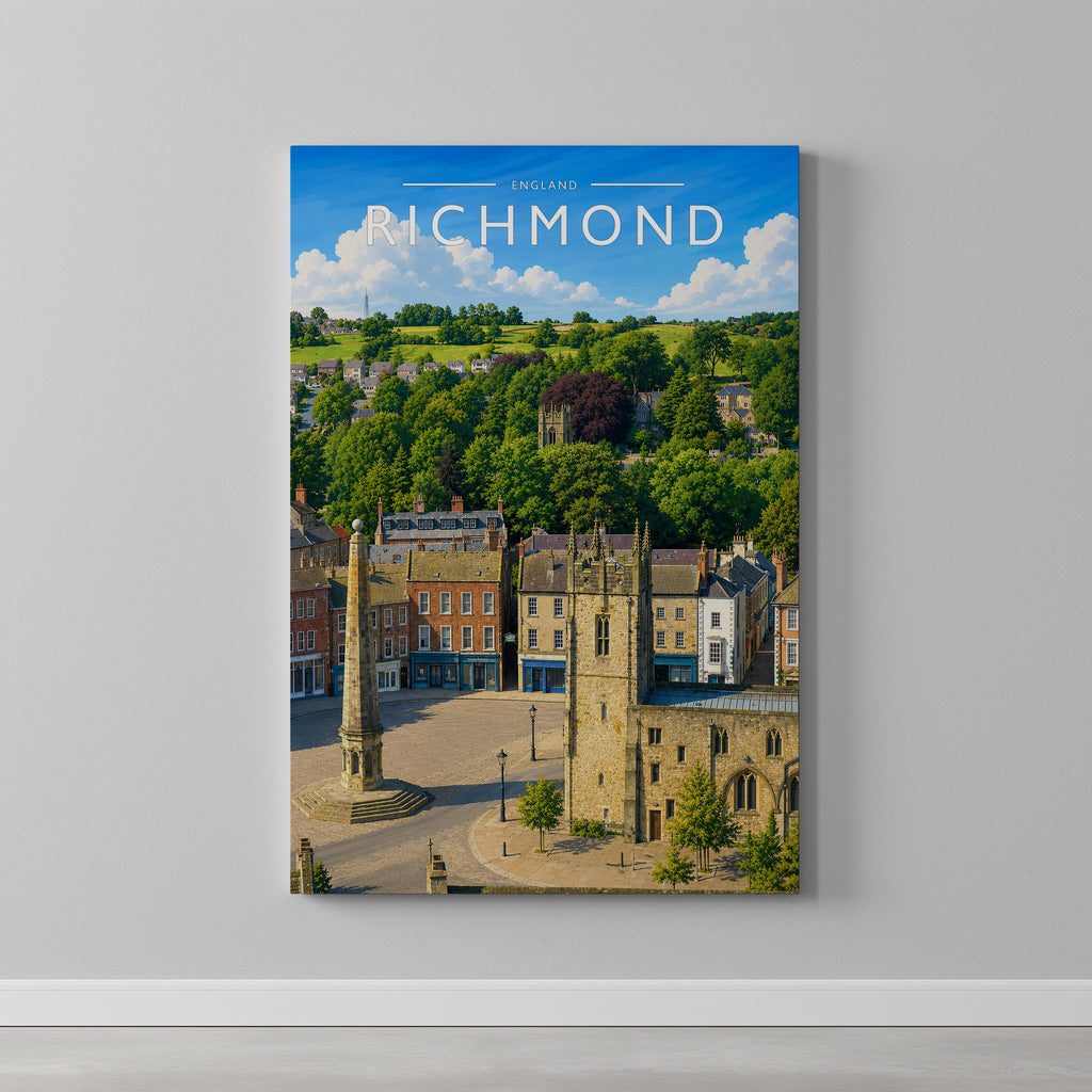 Richmond #3 Travel Poster as a gallery-wrapped canvas on a plain wall