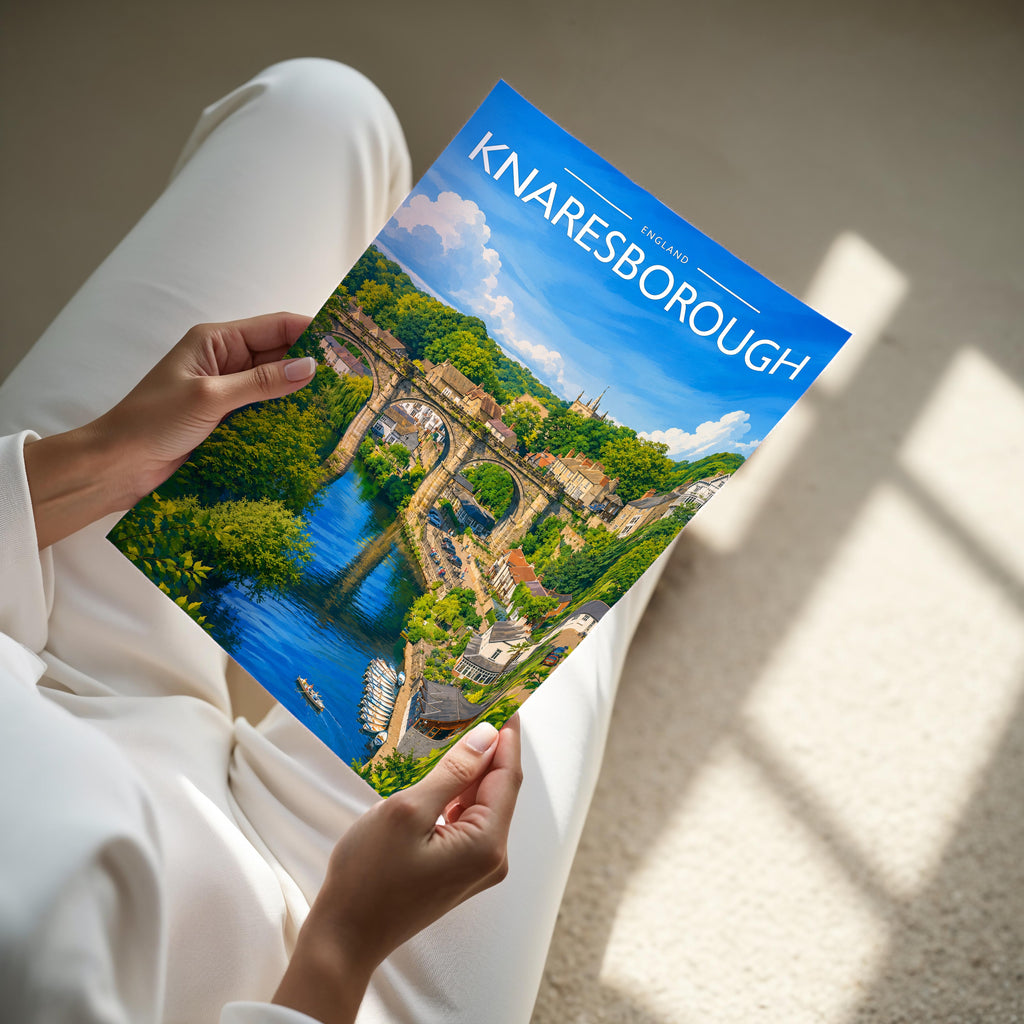 Knaresborough #3 Travel Poster - A4 print held in hand