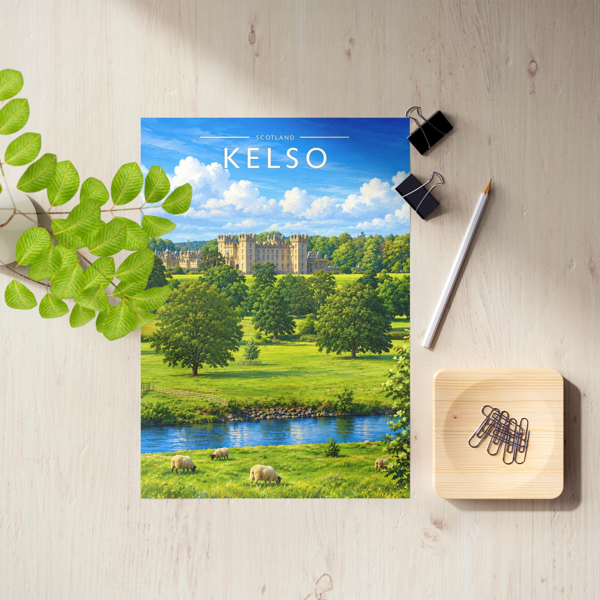 Kelso Travel Poster as an unframed A4 print