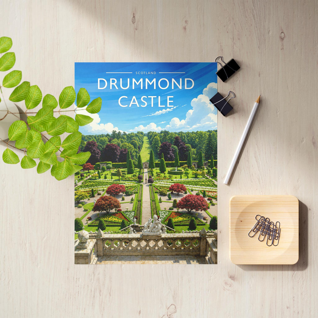Drummond Castle Travel Poster as an unframed A4 print