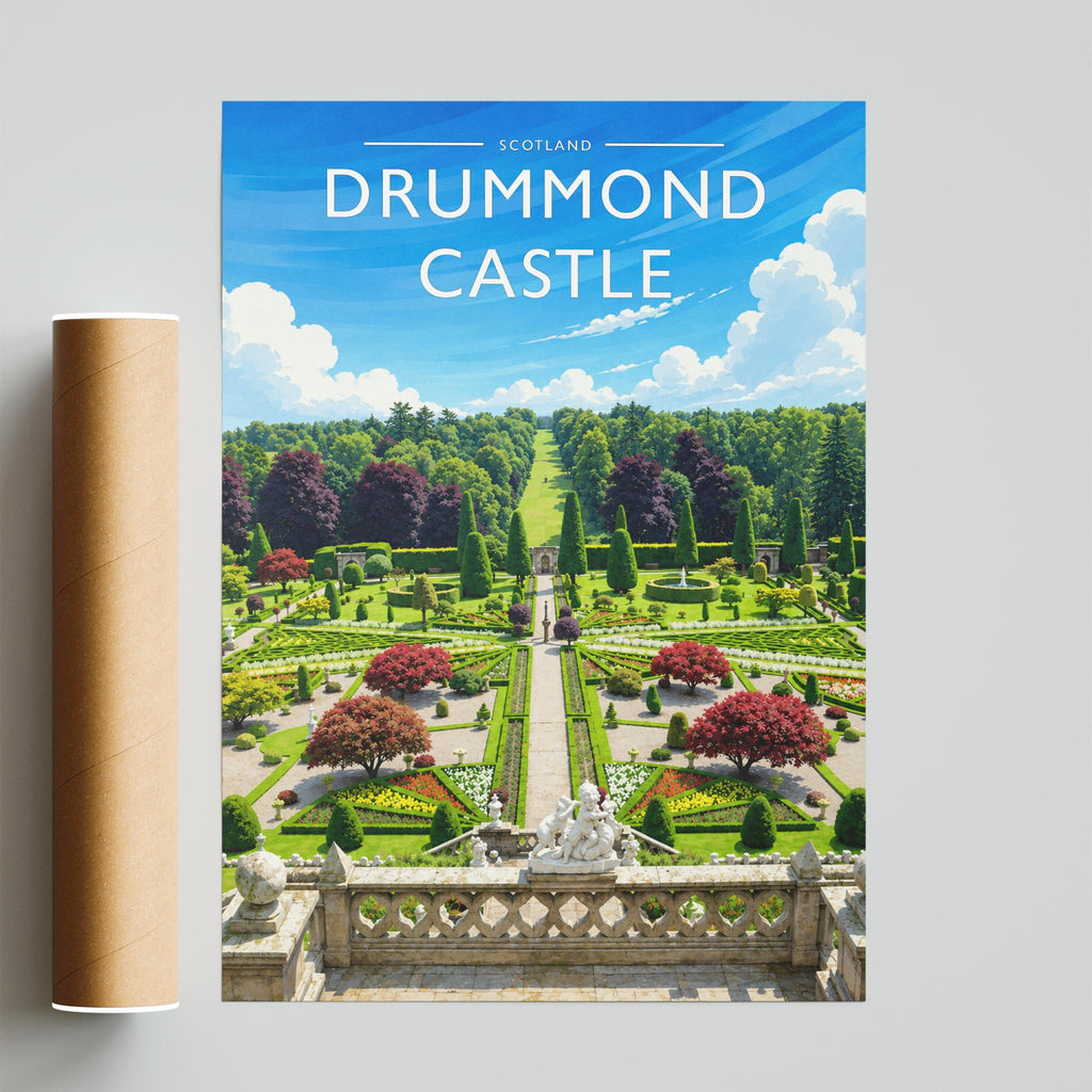 Drummond Castle Travel Poster - fine art print with shipping tube