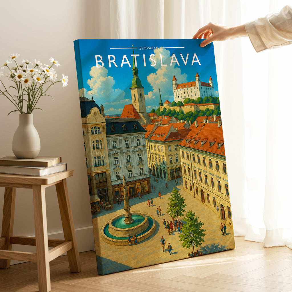 Bratislava Travel Poster as a gallery-wrapped canvas