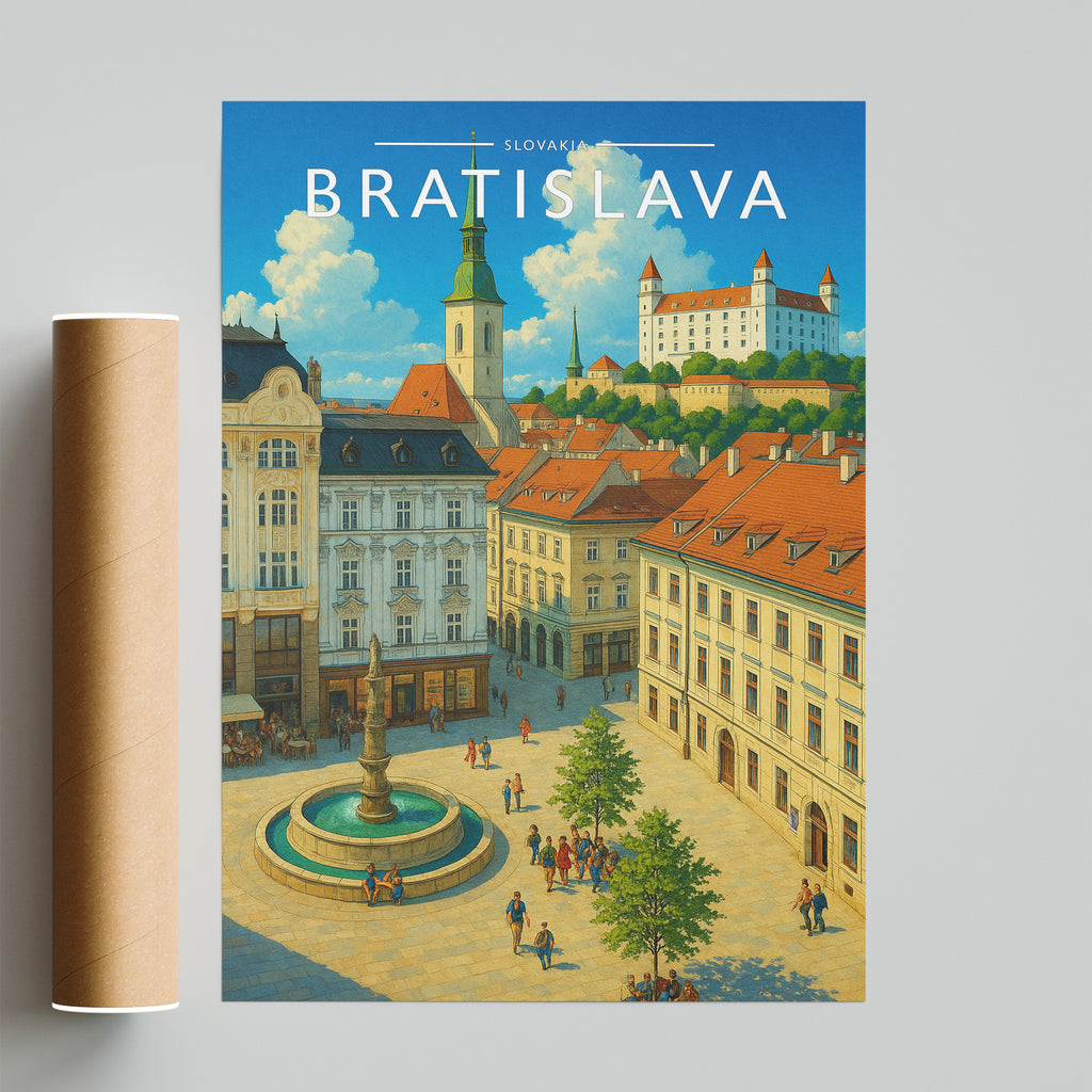 Bratislava Travel Poster - fine art print with shipping tube