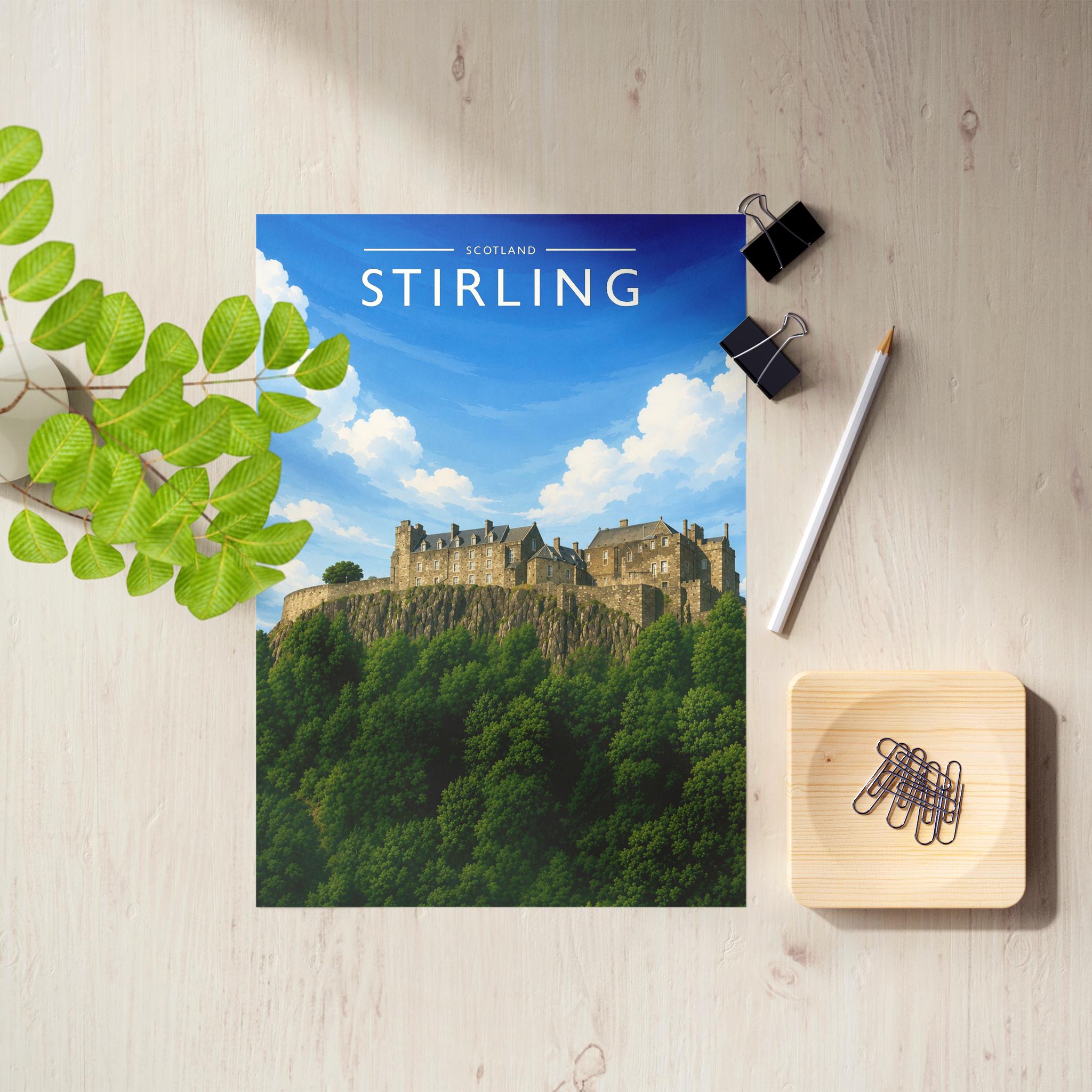 Stirling Travel Poster as an unframed A4 print