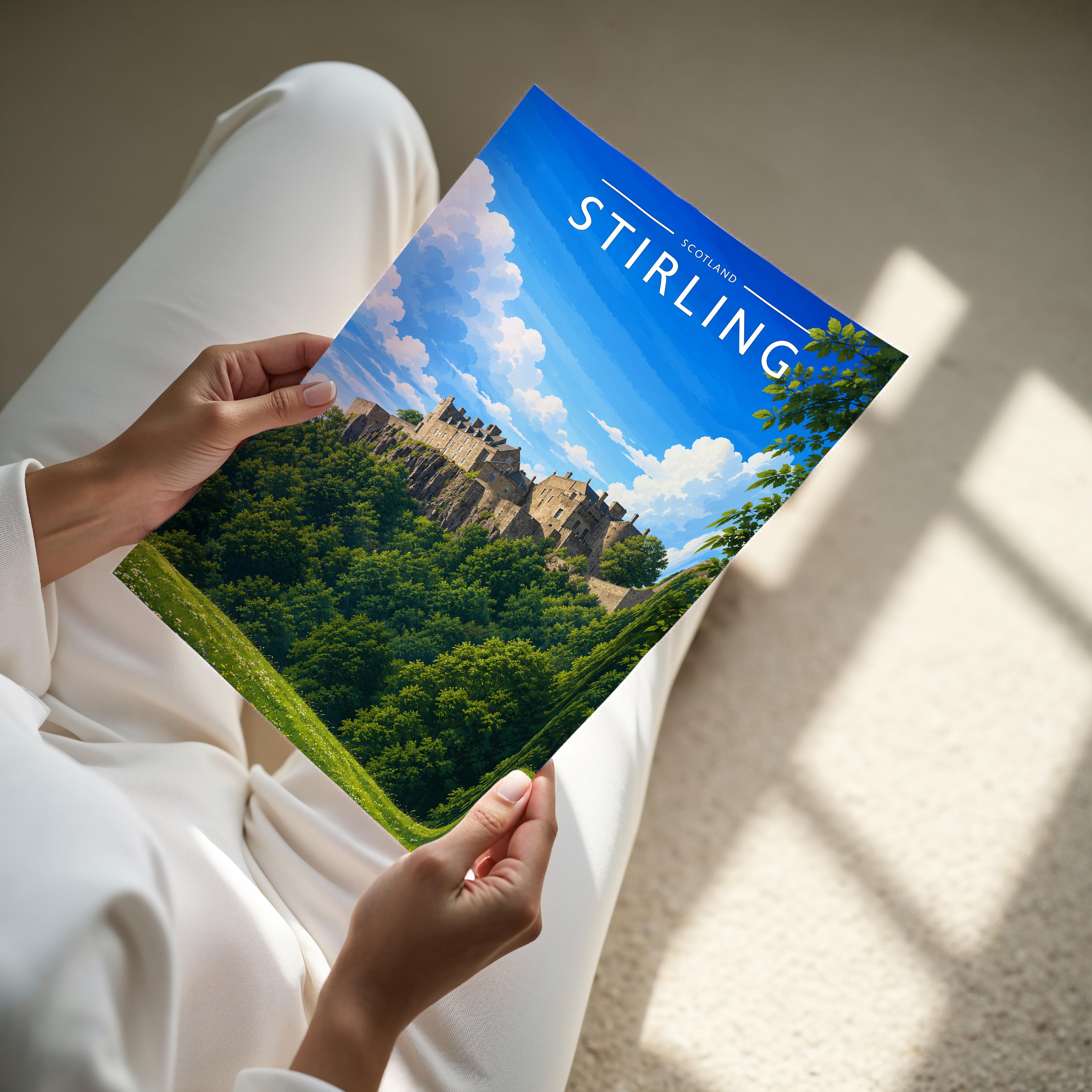 Stirling #2 Travel Poster - A4 print held in hand