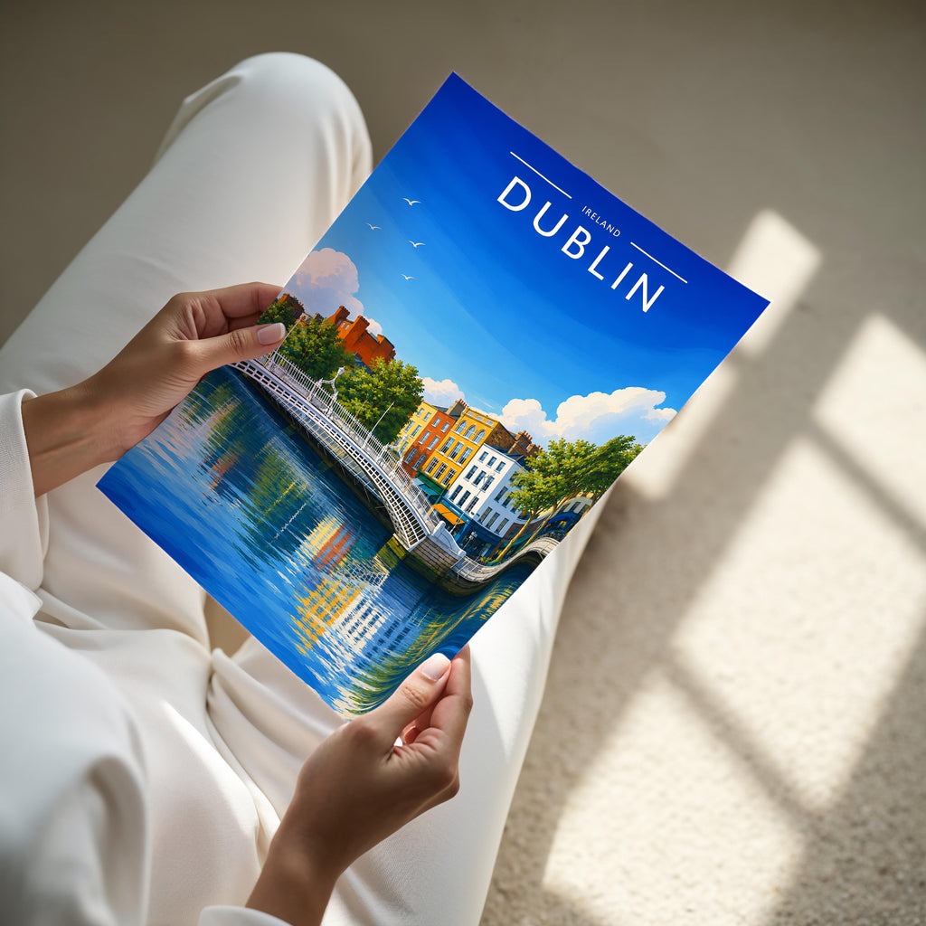 Dublin #6 Travel Poster - A4 print held in hand